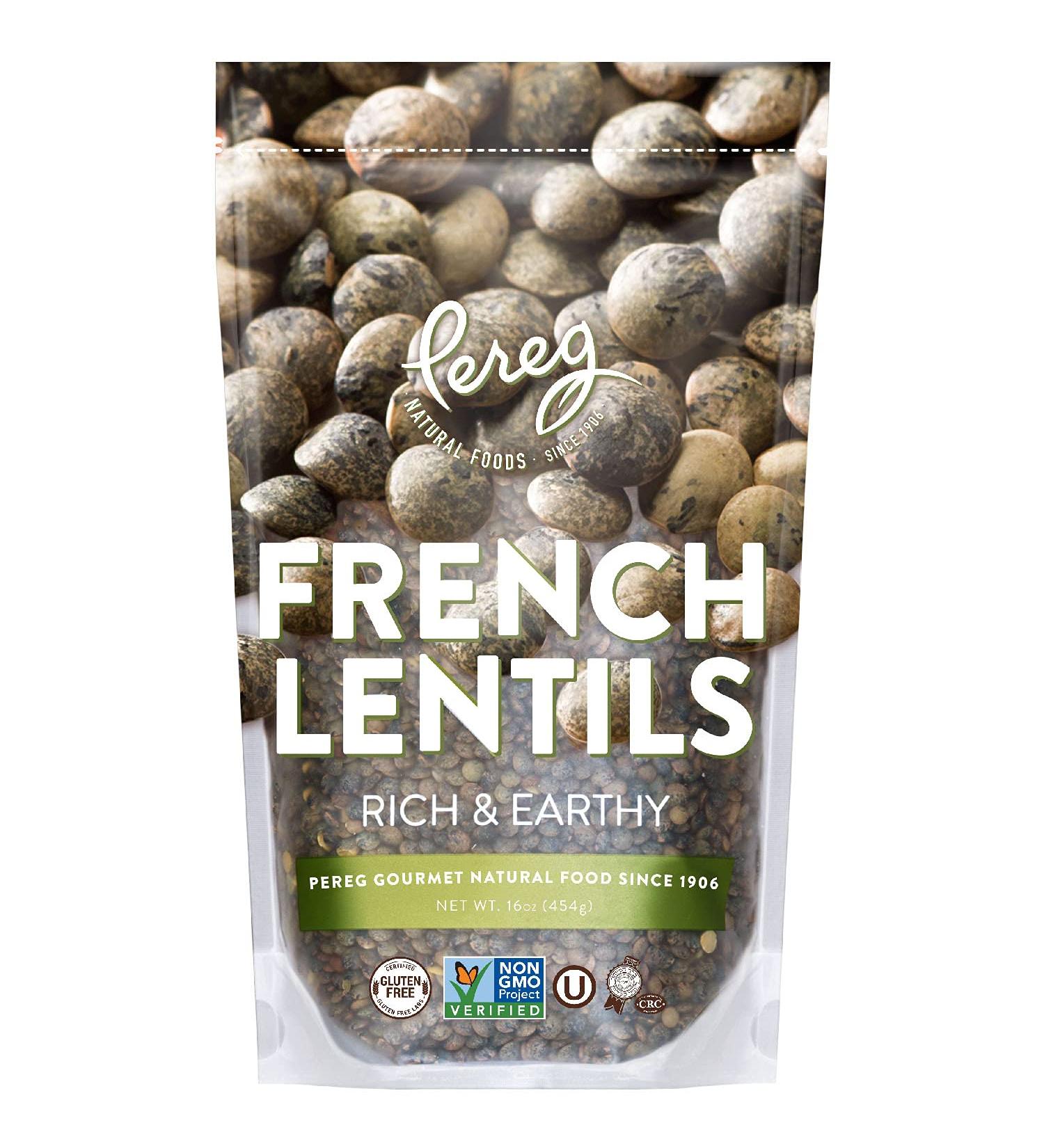 Pereg Du Puy French Green Lentils (16 Oz) - Non-GMO, Additive-Free, High Protein & Fiber - Ideal for Stews, Curries, Tacos, and Soups - Vegan & Gluten-Free - Buy Online on GoSupps.com
