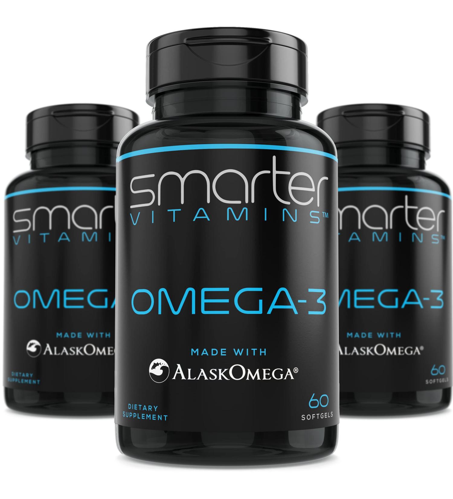 3 Pack Smarter Omega-3 Fish Oil Burpless Strawberry Flavor | Triple Strength 2000mg DHA EPA | AlaskOmega | Brain & Joint Support - Buy Online on GoSupps.com