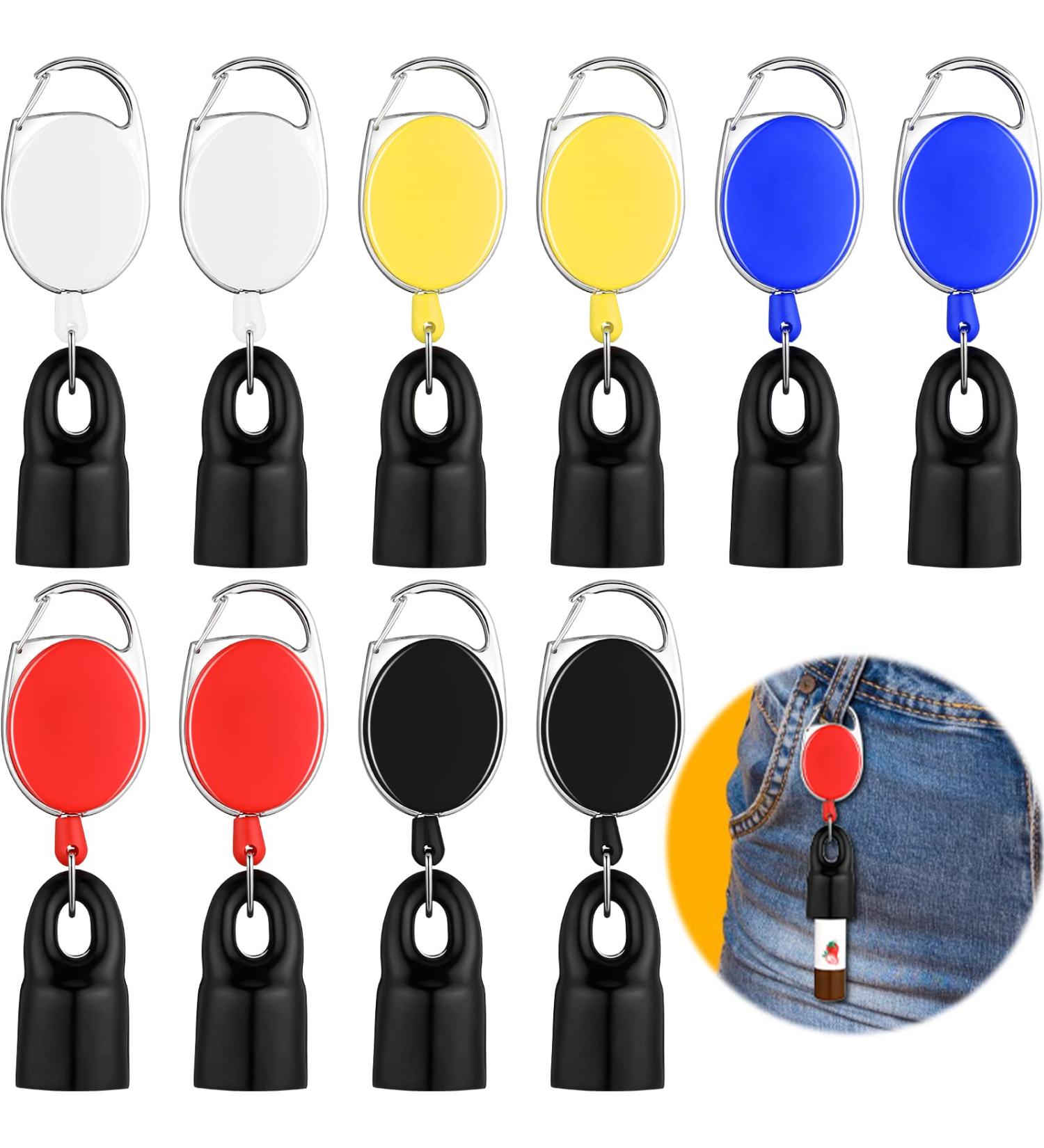 Demissle 10 Pcs Retractable Lip Balm Holder Keychain with Swivel Clip - Assorted Colors (Black, White, Red, Blue, Yellow) - Buy Online on GoSupps.com