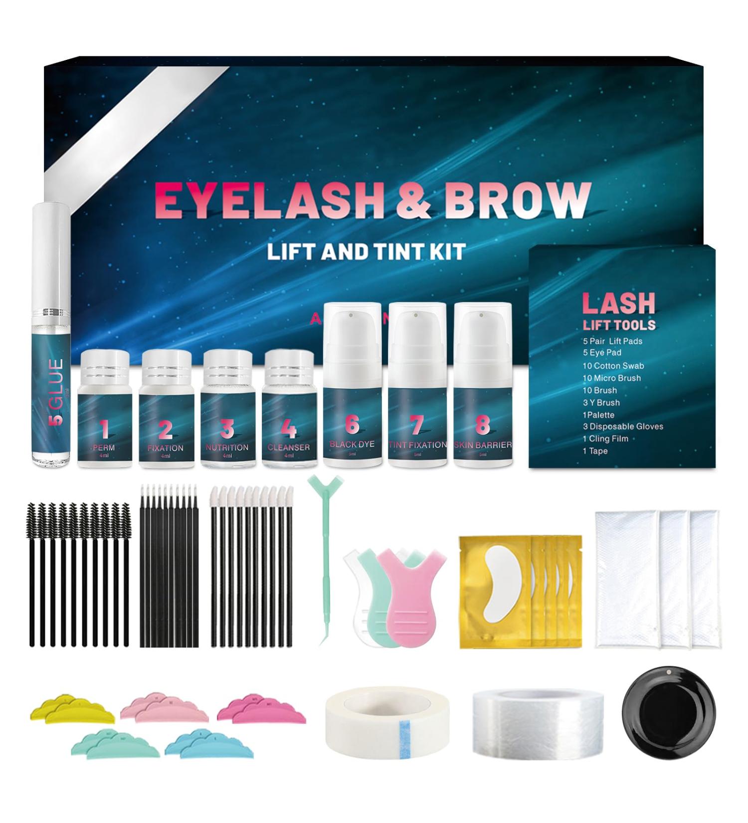 Lash Lift & Brow Lamination Kit 4-in-1 | Professional Eyelash Perm & Eyebrow Kit | Lasts 8 Weeks | Easy Home Salon Use - Buy Online on GoSupps.com