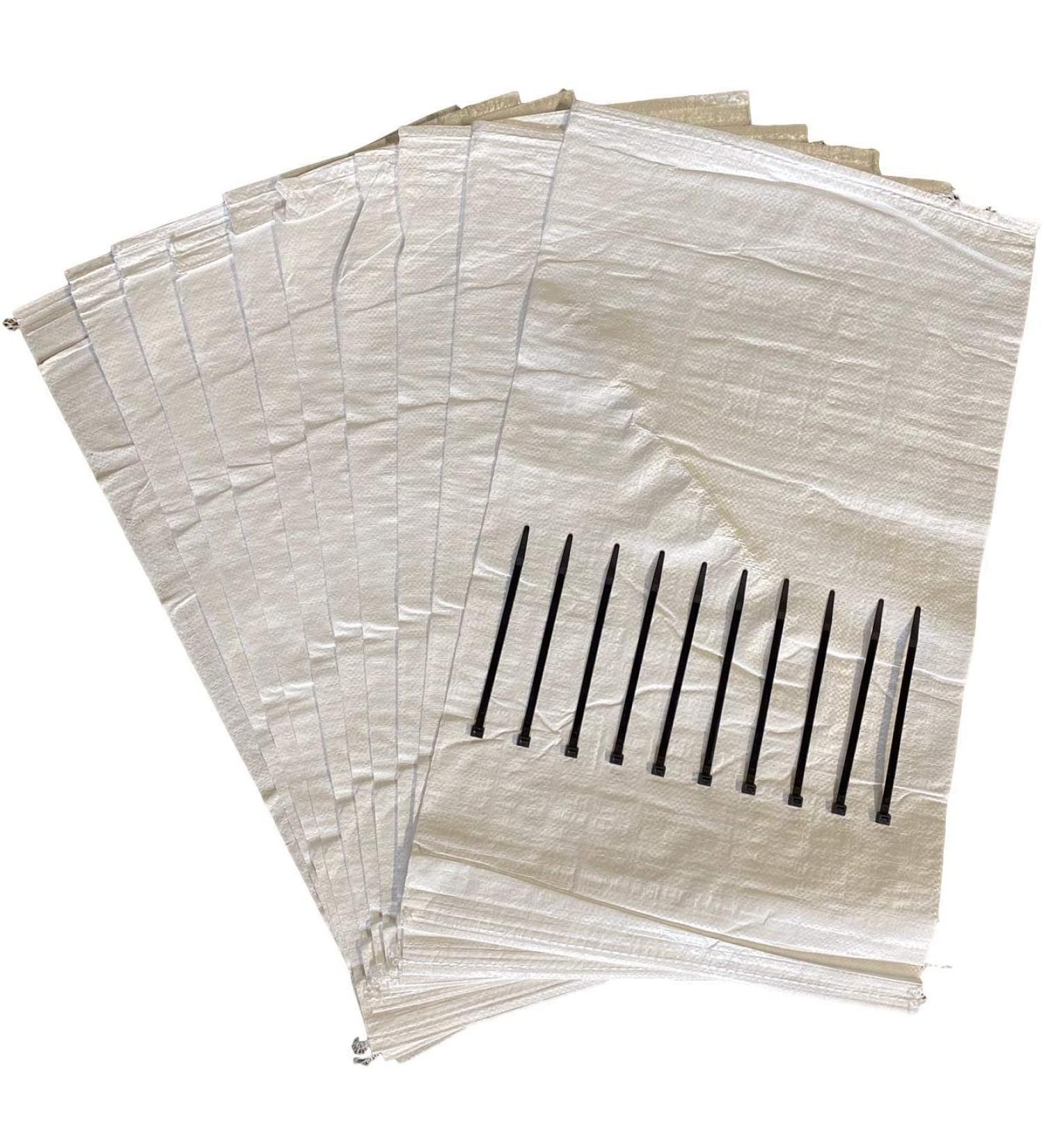 Woolsacks 18x30 Polypropylene Sand Bags - Empty White Sandbags with Ties and UV Protection (10 Pack) - Heavy Duty 100 Lb. Capacity for Flooding, Construction & More - Buy Online on GoSupps.com