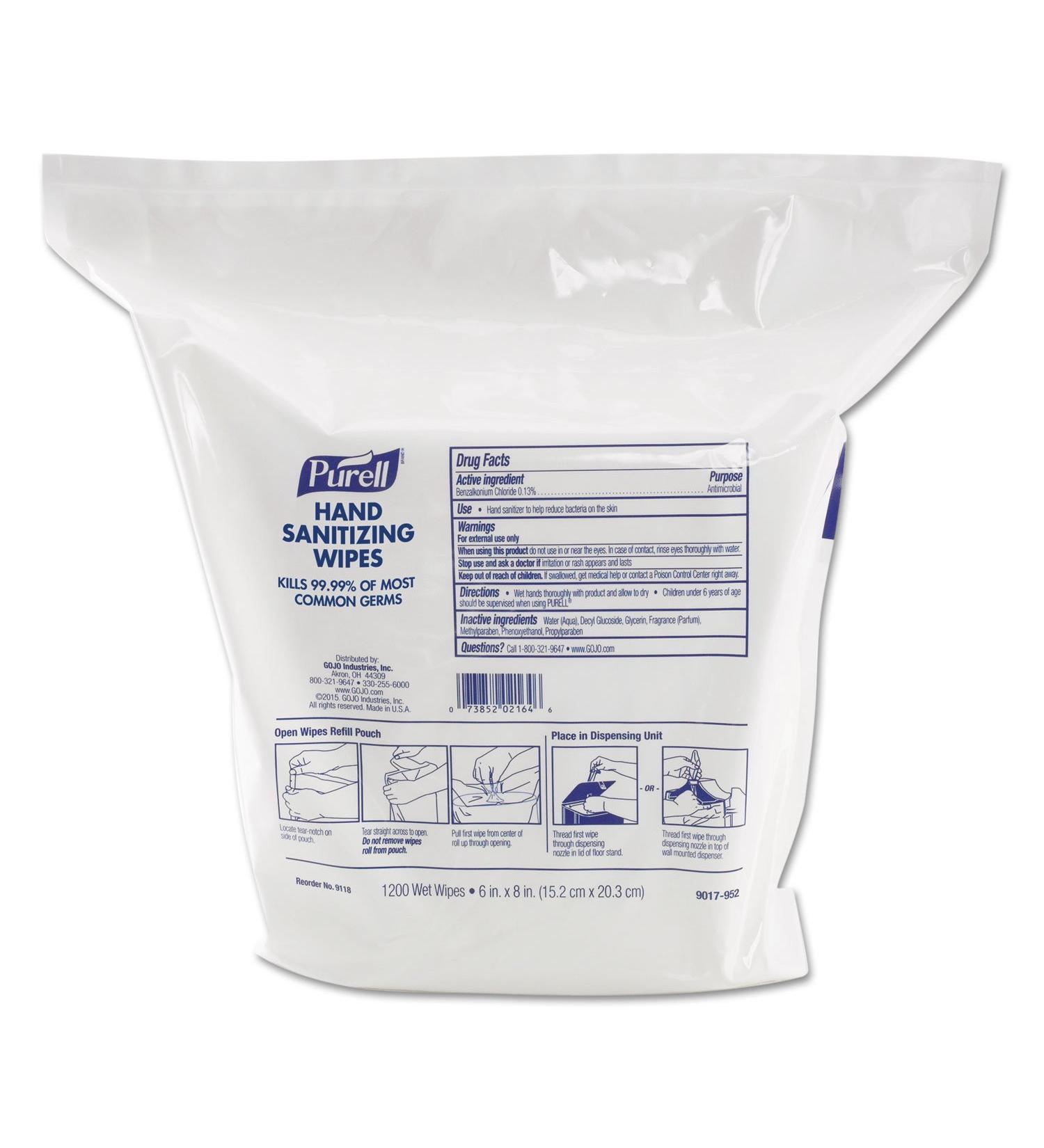 PURELL 911802 Purell Sanitizing Wipes 1200/PK White - Buy Online on GoSupps.com