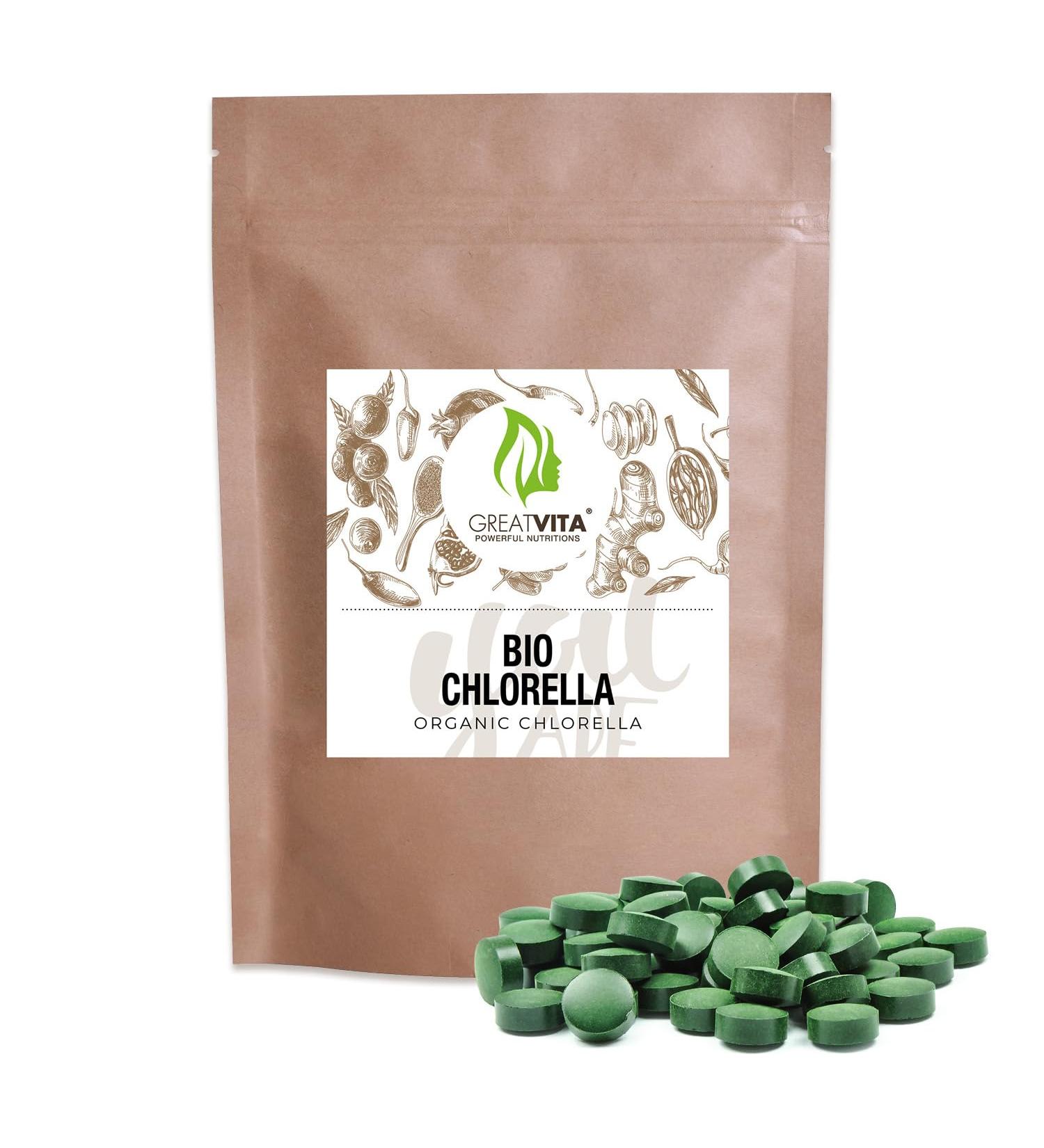  GREAT VITA GreatVita Organic Chlorella 1600 Tablets - 500mg - 800g - Additive-Free - Vegan and Sustainable - Rich in Chlorophyll and Carotenoids - Buy Online on GoSupps.com