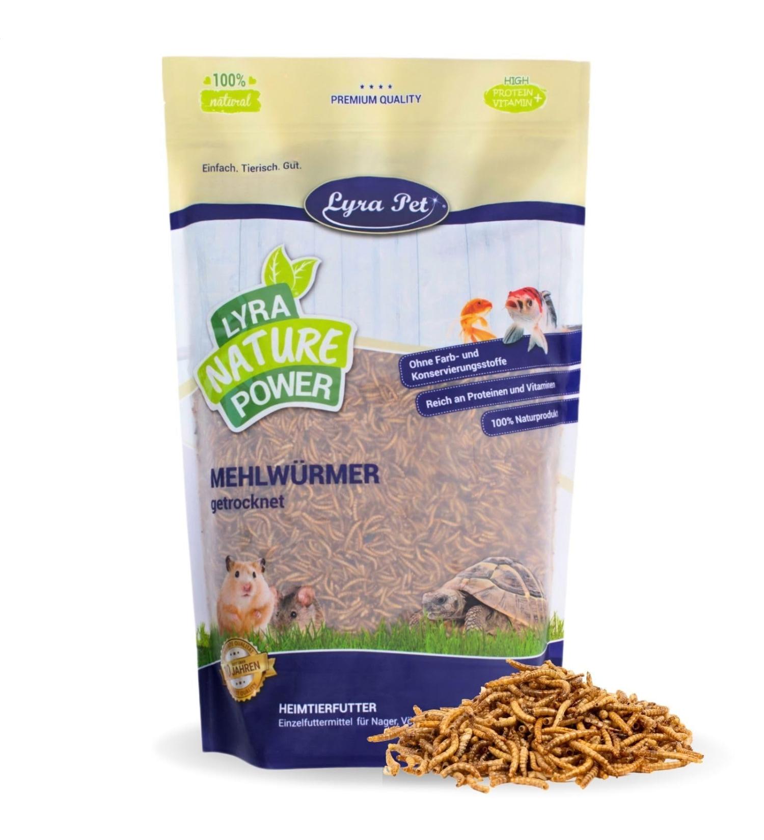 Lyra PET 10L Dried Mealworms | High-Protein Natural Food for Birds Rodents Fish & Reptiles | Year-Round Wild Bird Food - Buy Online on GoSupps.com