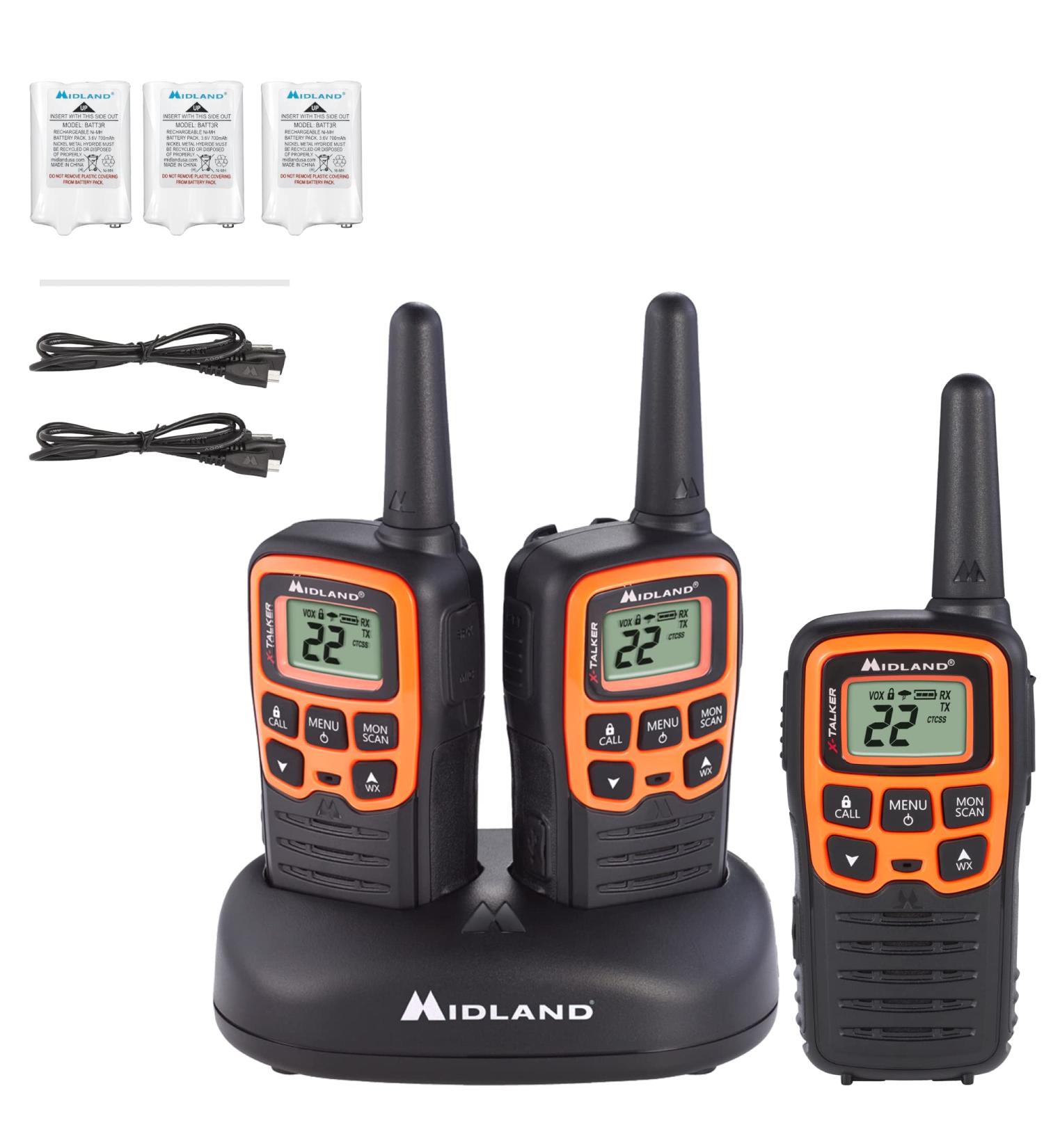 Midland X-TALKER T51VP3 Two-Way Radio 3 Pack - 22 Channel FRS, Extended Range, NOAA Weather Alert - Buy Online on GoSupps.com