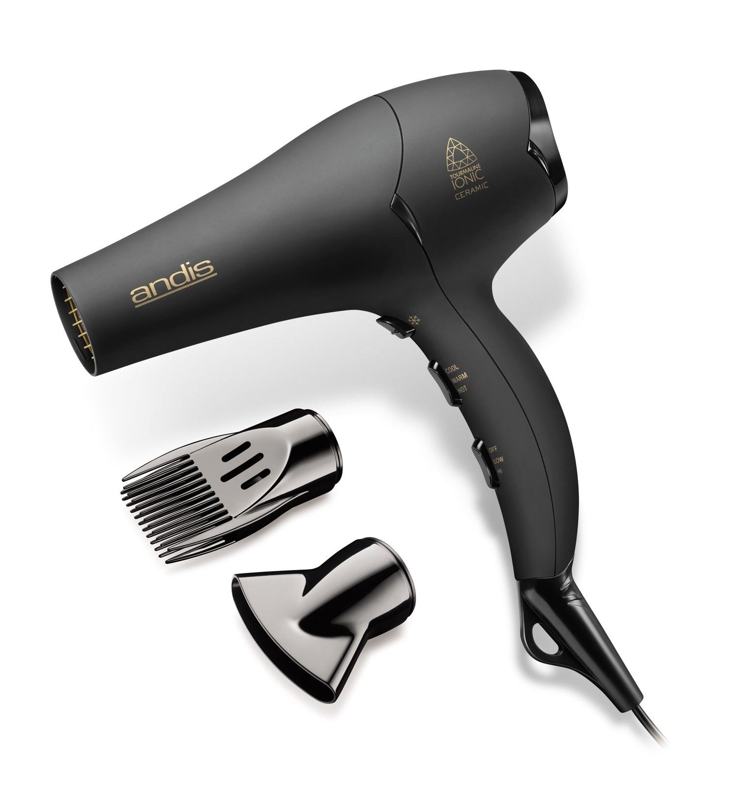 Andis 80480 1875-Watt Tourmaline Ceramic Ionic Hair Dryer with Diffuser | Fast Dry, Low Noise, Travel Hairdryer - Ideal for Normal & Curly Hair | Soft Grip, Black - Buy Online on GoSupps.com