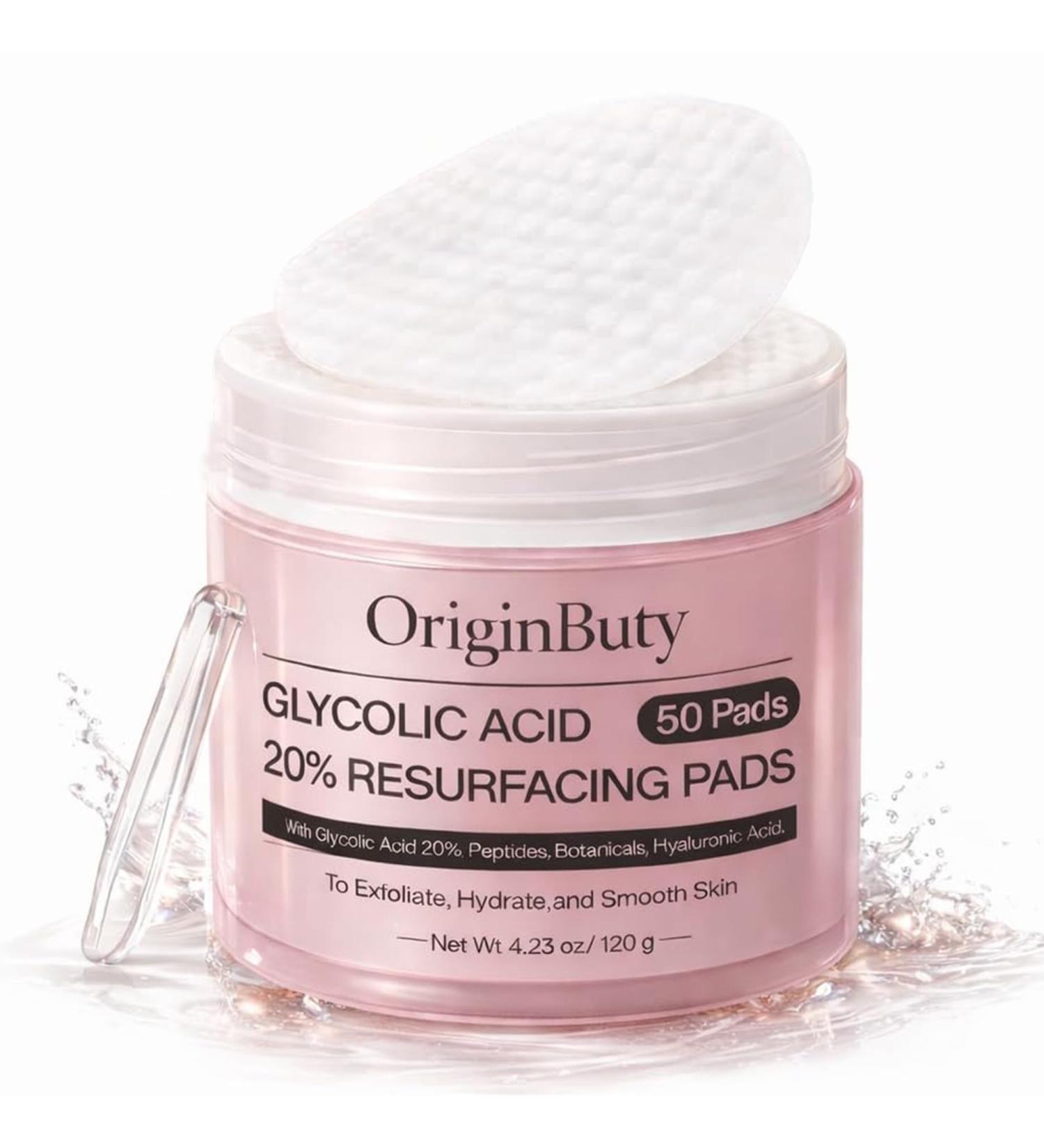 Glycolic Acid 20% Resurfacing Pads (50 Count), Exfoliating Peel Pads for Face, Skin Pore Resurfacing & Radiance, Exfoliating Toner Facial Pads with Oil, Salicylic Acid & Vitamins E, B3, B5 Pink 50 Count (Pack of 1) - Buy Online on GoSupps.com