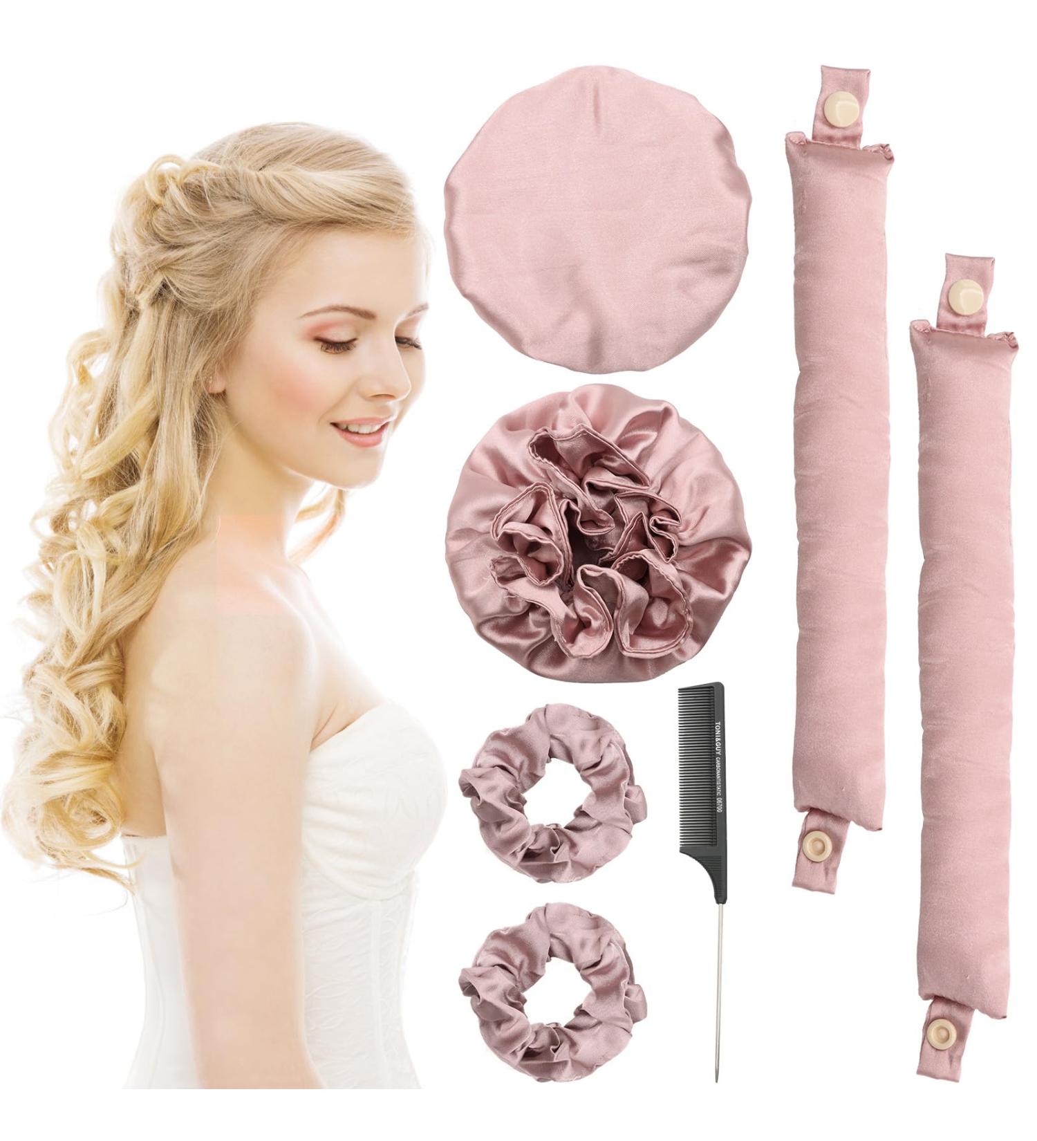 Scettar 2 Pairs Heatless Hair Curlers Heatless Curlers Headband Bun Bons Satin Heatless Curls Set Heatless Curling Rod Heatless Curling Set For Sleeping Overnight Lazy Curlers DIY Hair Styling Tools pink - Buy Online on GoSupps.com