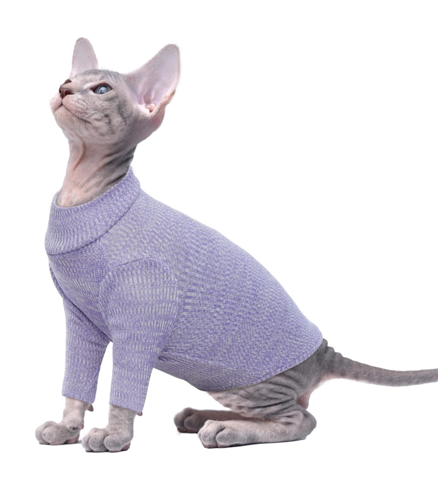 Shop Pumyporeity Cat Cotton Clothes | Warm Sweater & Vest for Hairless Cats - Soft Jumpers & Costumes (Purple XS) - Buy Online on GoSupps.com