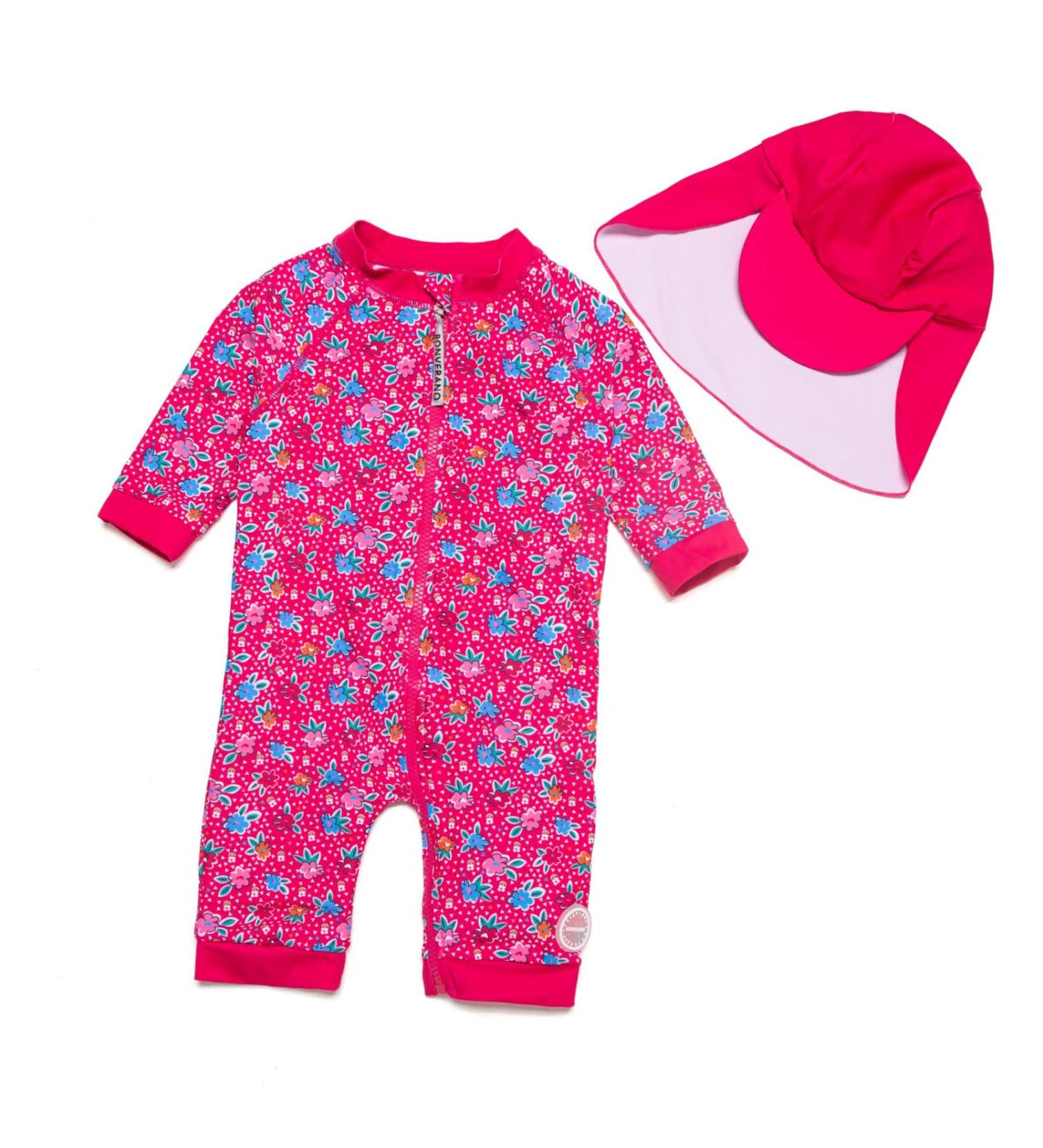 Bonverano Baby Girls Full-Length Zipper Swimsuit UPF 50+ Sun Protection Rose 9-12 Months - Buy Online on GoSupps.com