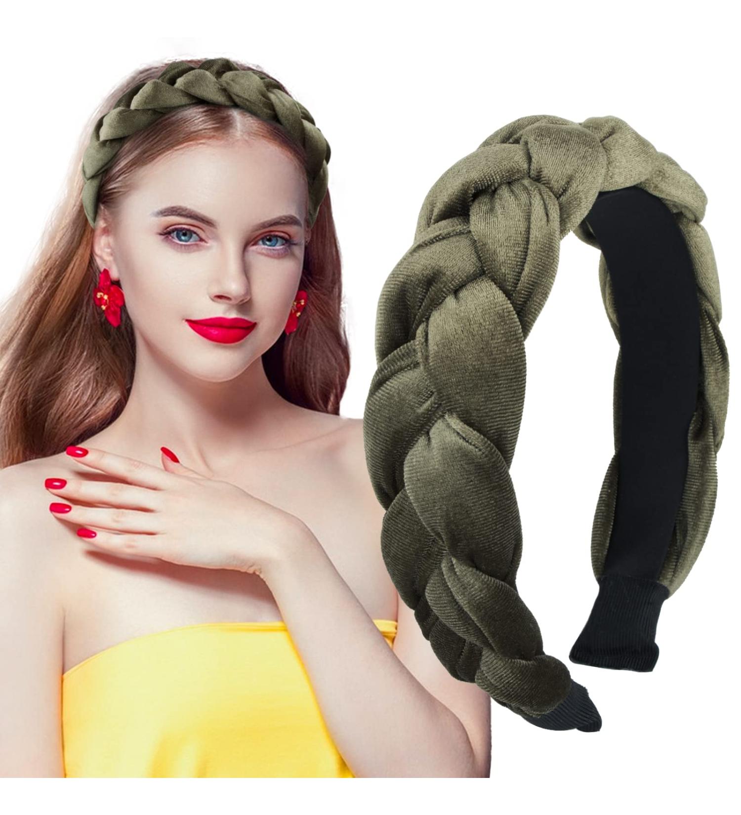 Clinity Vintage Green Braided Headband - Padded Rockabilly Hair Accessories for Women & Girls - Buy Online on GoSupps.com