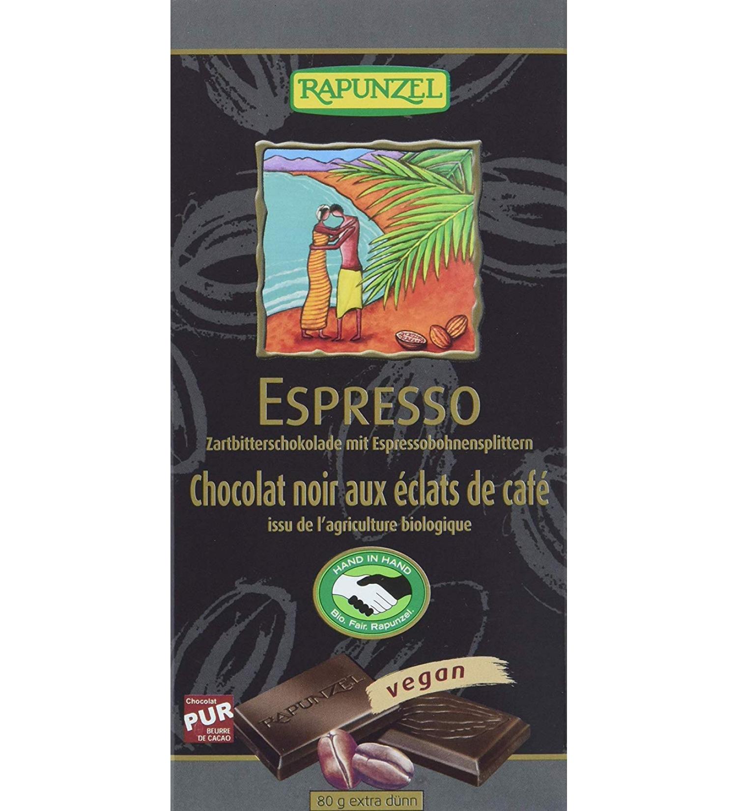 Rapunzel Naturkost Rapunzel Delicate chocolate with espresso splitters 51 HIH Bio 80 g
