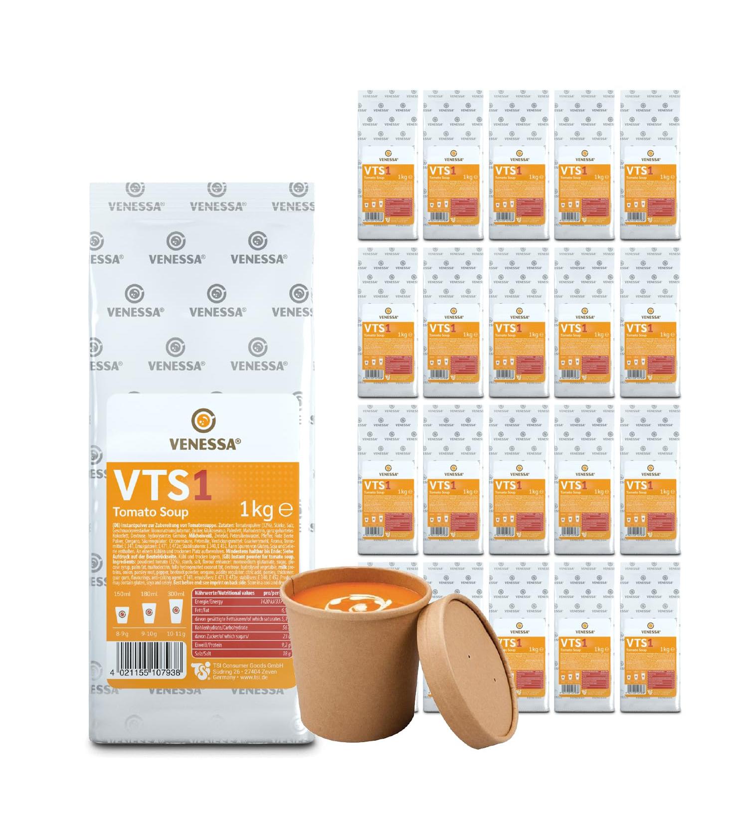 VENESSA VTS 1 Tomato Cream Soup 20 x 1 kg Value Pack Refined Mediterranean Tomato Cream Soup with Spices for Automatic Machine Automatic Soup For the - Buy Online on GoSupps.com