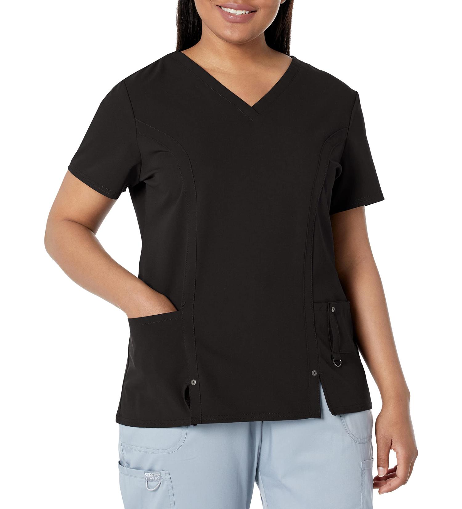 Dickies Xtreme Stretch Women Scrubs Top V-Neck 3X-Large Plus, Black | Shop Now - Buy Online on GoSupps.com