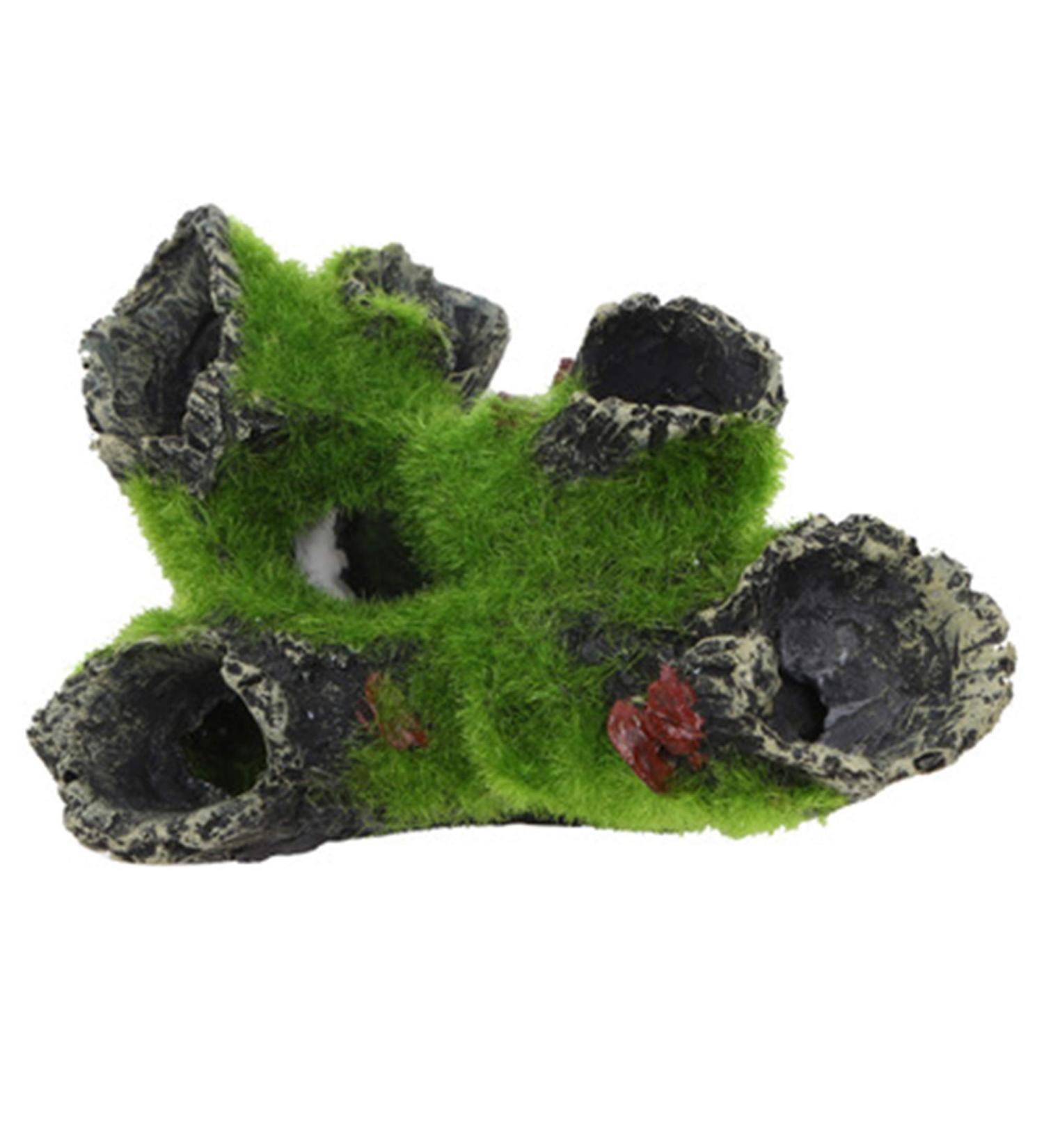 Buy Aquarium Rock Cave Decoration with Green Grass | Larnel Hide & Harz Accessories for Stunning Aquariums - Buy Online on GoSupps.com