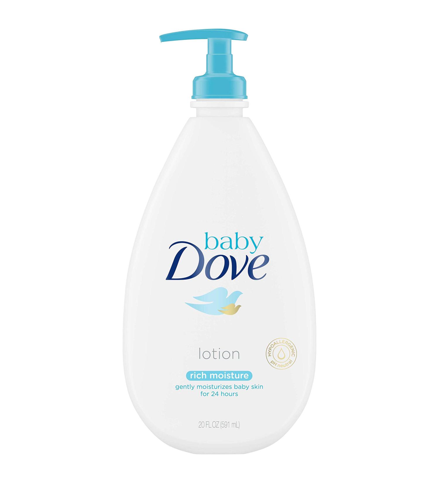 Baby Dove Sensitive Skin Care Body Lotion - 20 fl oz - 24-Hour Moisturizer - Gentle Formula for Delicate Baby Skin - Buy Online on GoSupps.com