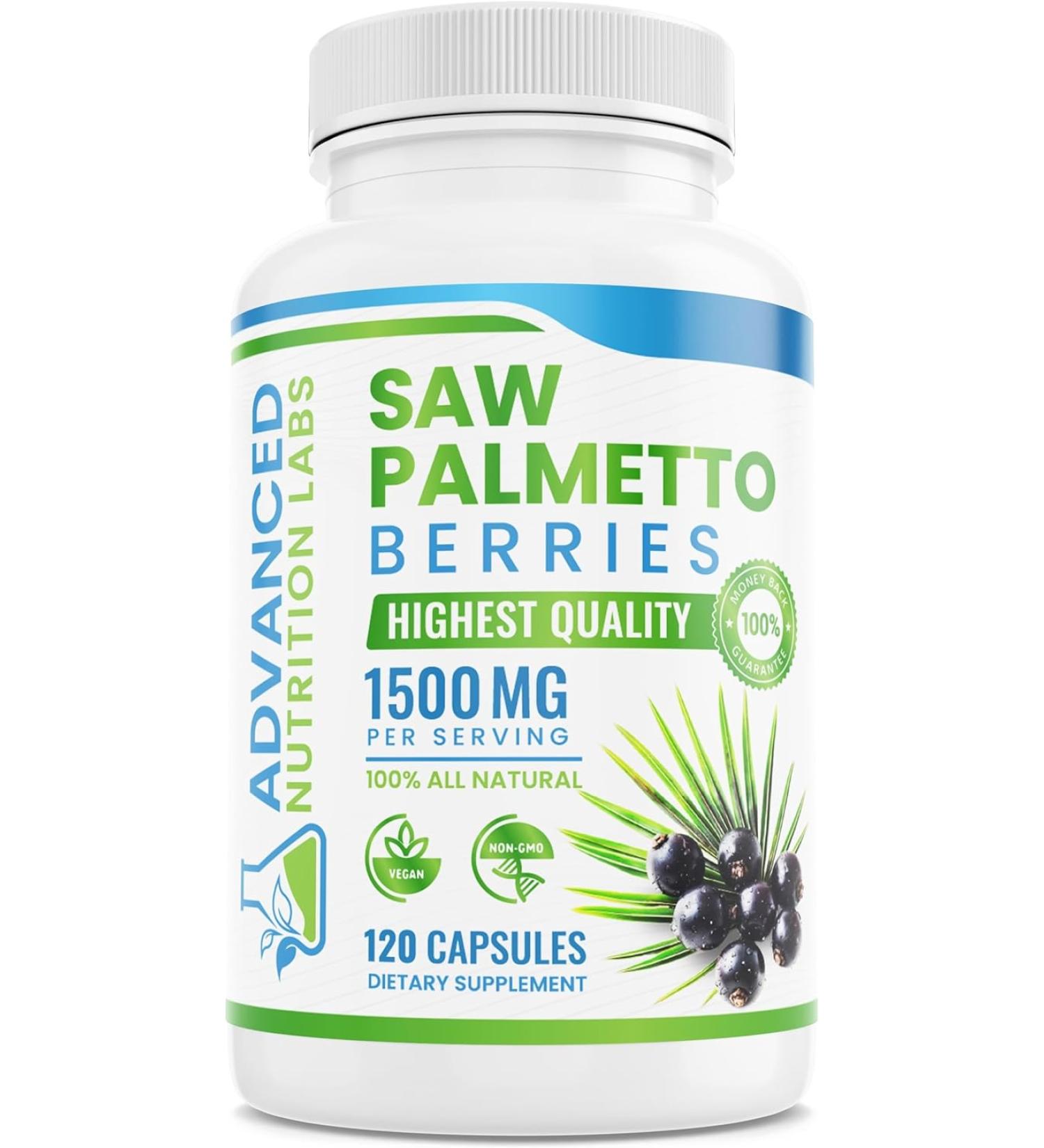 Saw Palmetto 1500mg Capsules with Extract for Men and Women - 120 Count | Advanced Nutrition Labs - Buy Online on GoSupps.com