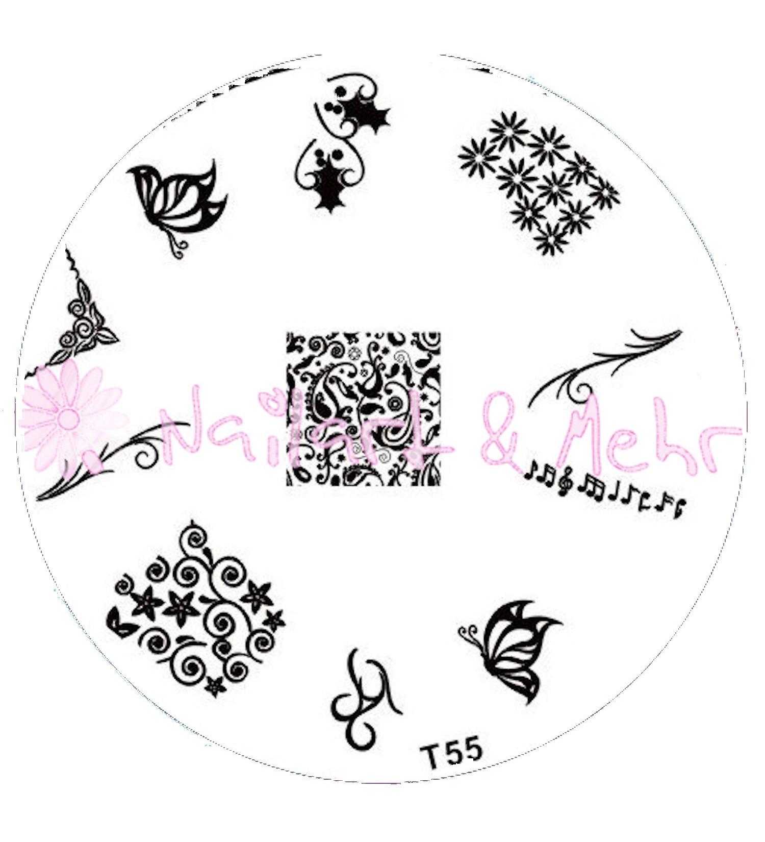 STAMPING STENCIL # T-55 Butterflies flowers tendrils