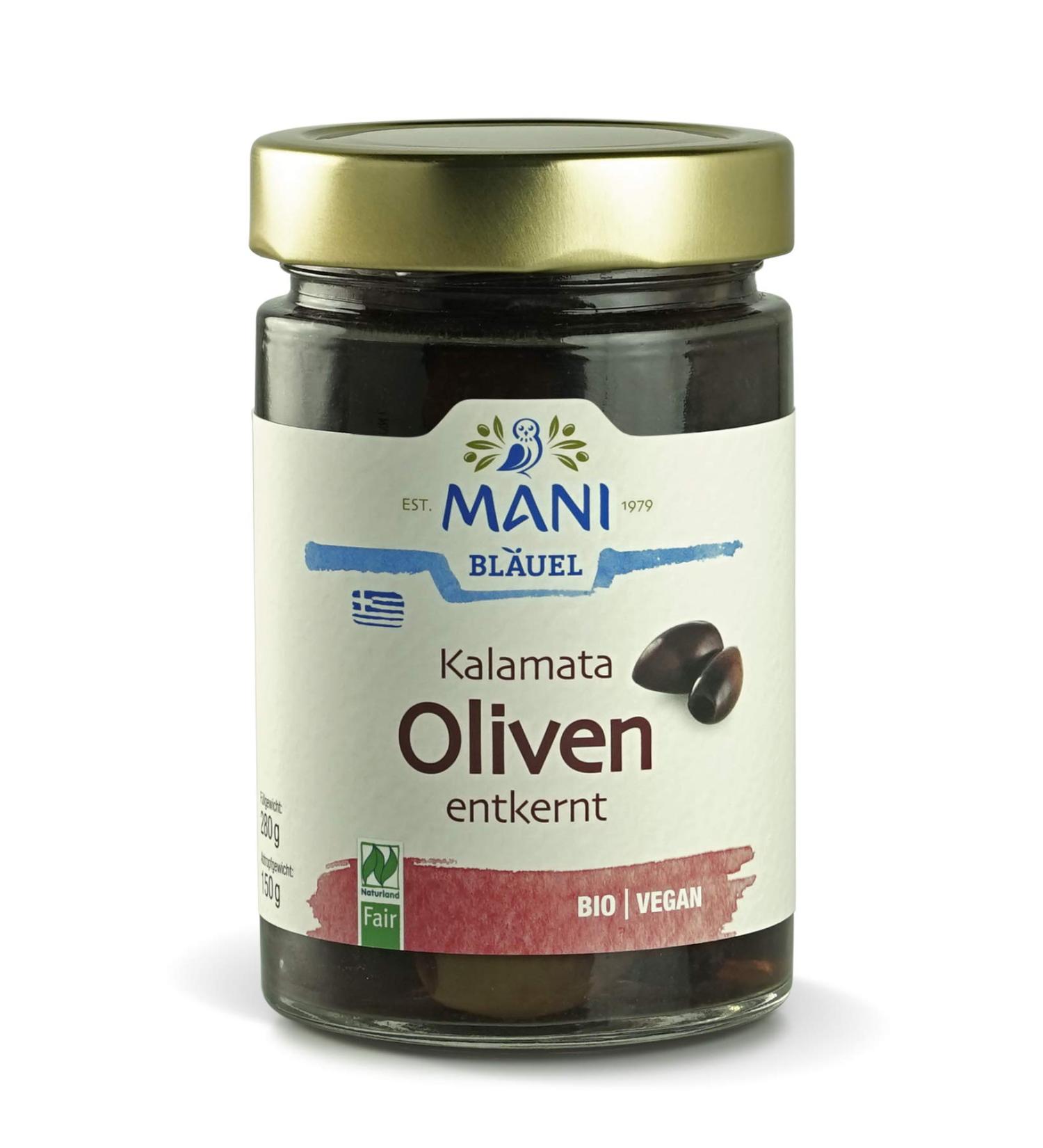 MANI MANI Kalamata Pack of 2 pitted organic lake olives (2 x 150 g)