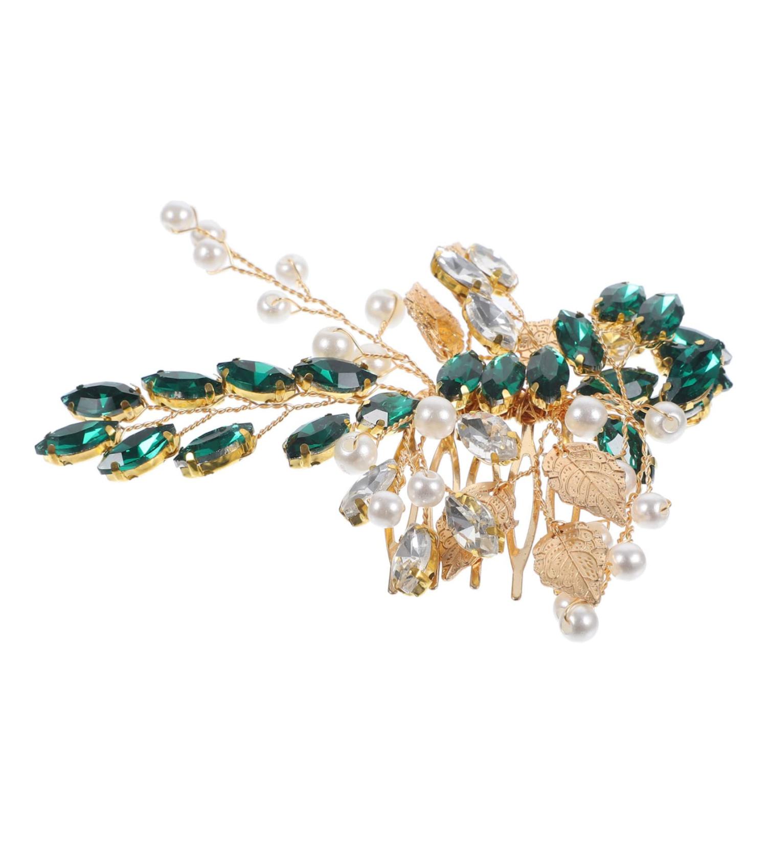 Housoutil Silver Leaf Tiara Rhinestone Headpiece Bridal Hair Accessories for Women Hair Accessories for Girls Womens Headpiece European and American Rhinestones Bride Hair Comb - Buy Online on GoSupps.com