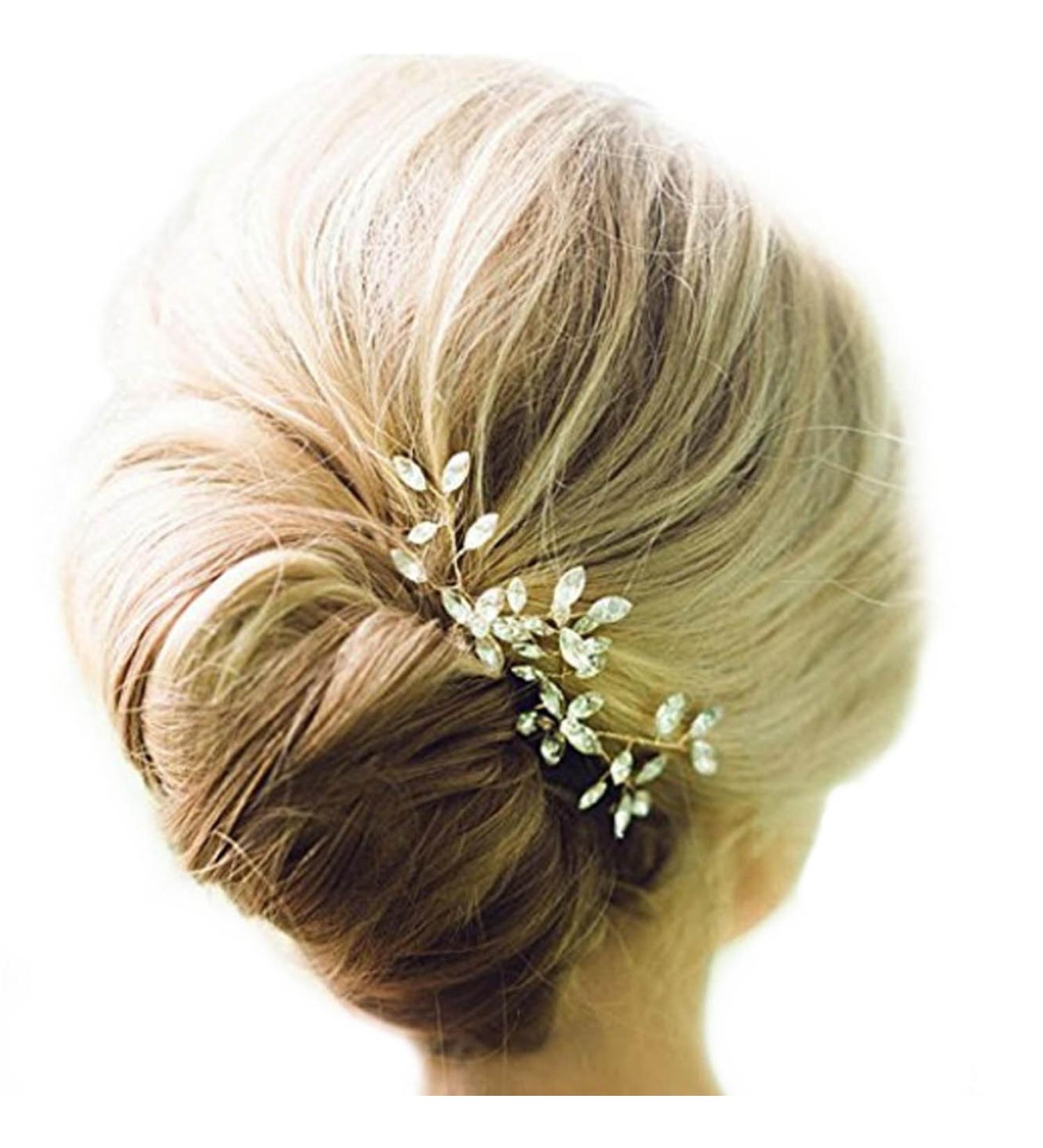 Venusvi Bride Wedding Crystal Hair Pins - Pack of 2, Silver Rhinestone Bridal Hair Accessories for Women and Girls - Buy Online on GoSupps.com