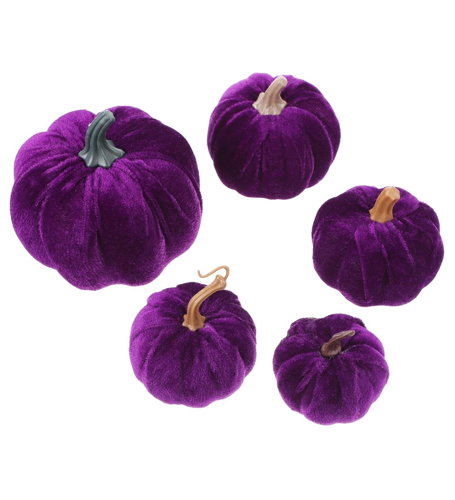 Didiseaon 5pcs Flannel Foam Pumpkin Autumn Decor Halloween Decor Velvet Pumpkins for Decorating Artificial Pumpkin Decoration Fall Decorations Home Decor Photo Prop Fake Pumpkin Set Purple Purple 14X12.5X12.5CM - Buy Online on GoSupps.com