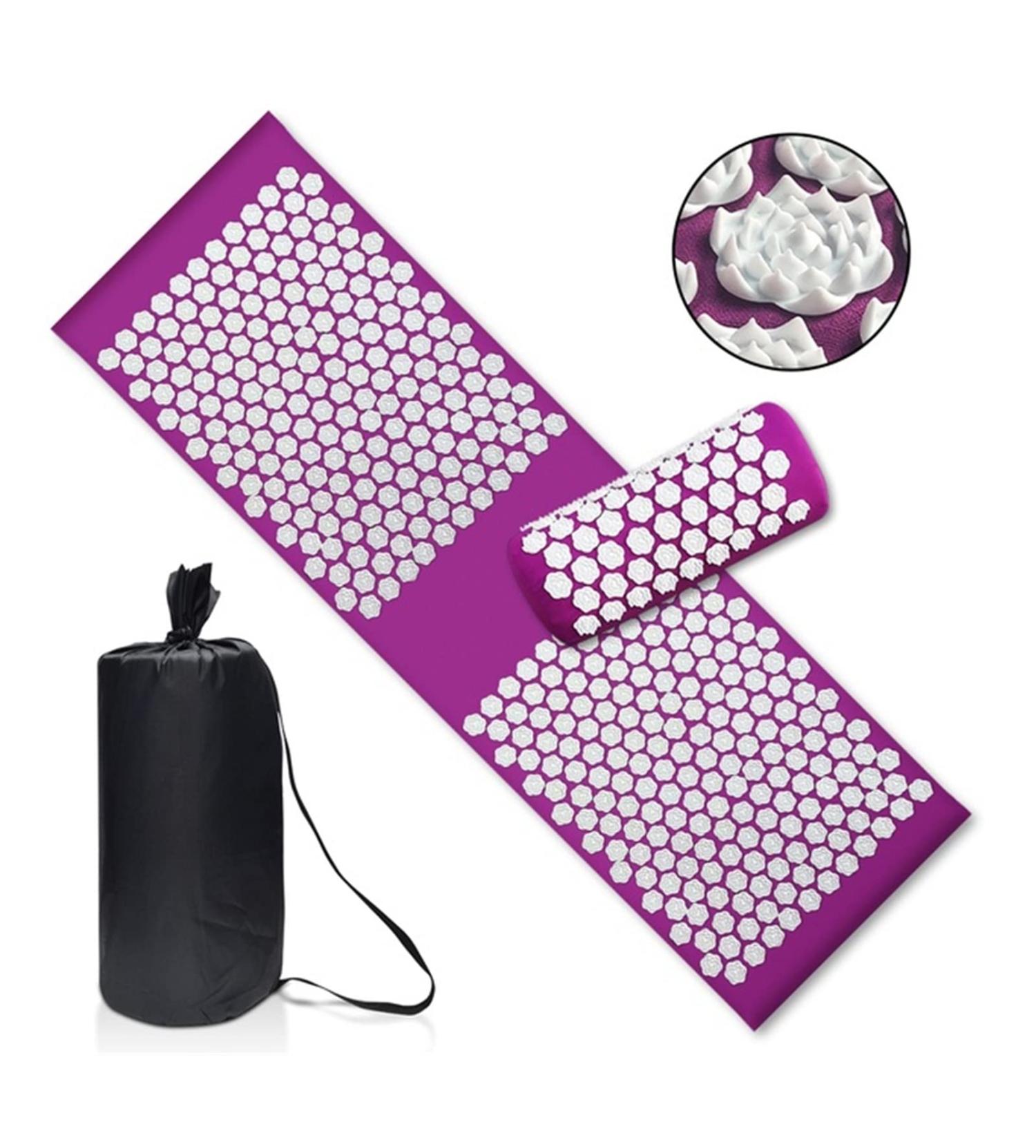 Upgrade Dunlap Massage Cushion - Non-Slip Acupressure Pillow & Foot Massager for Back Pain Relief - 3PC Purple - Buy Online on GoSupps.com