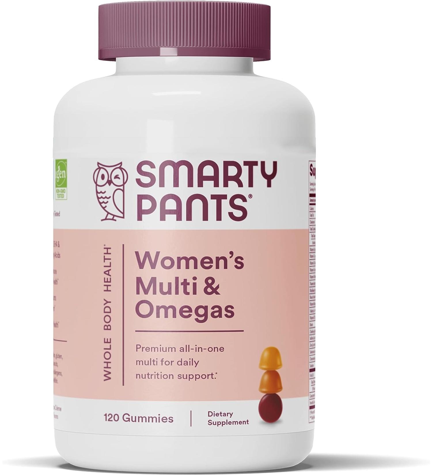 SmartyPants Women's Daily Gummy Vitamins - Gluten Free Multivitamin & Omega 3 Fish Oil, 120 Count - Buy Online on GoSupps.com