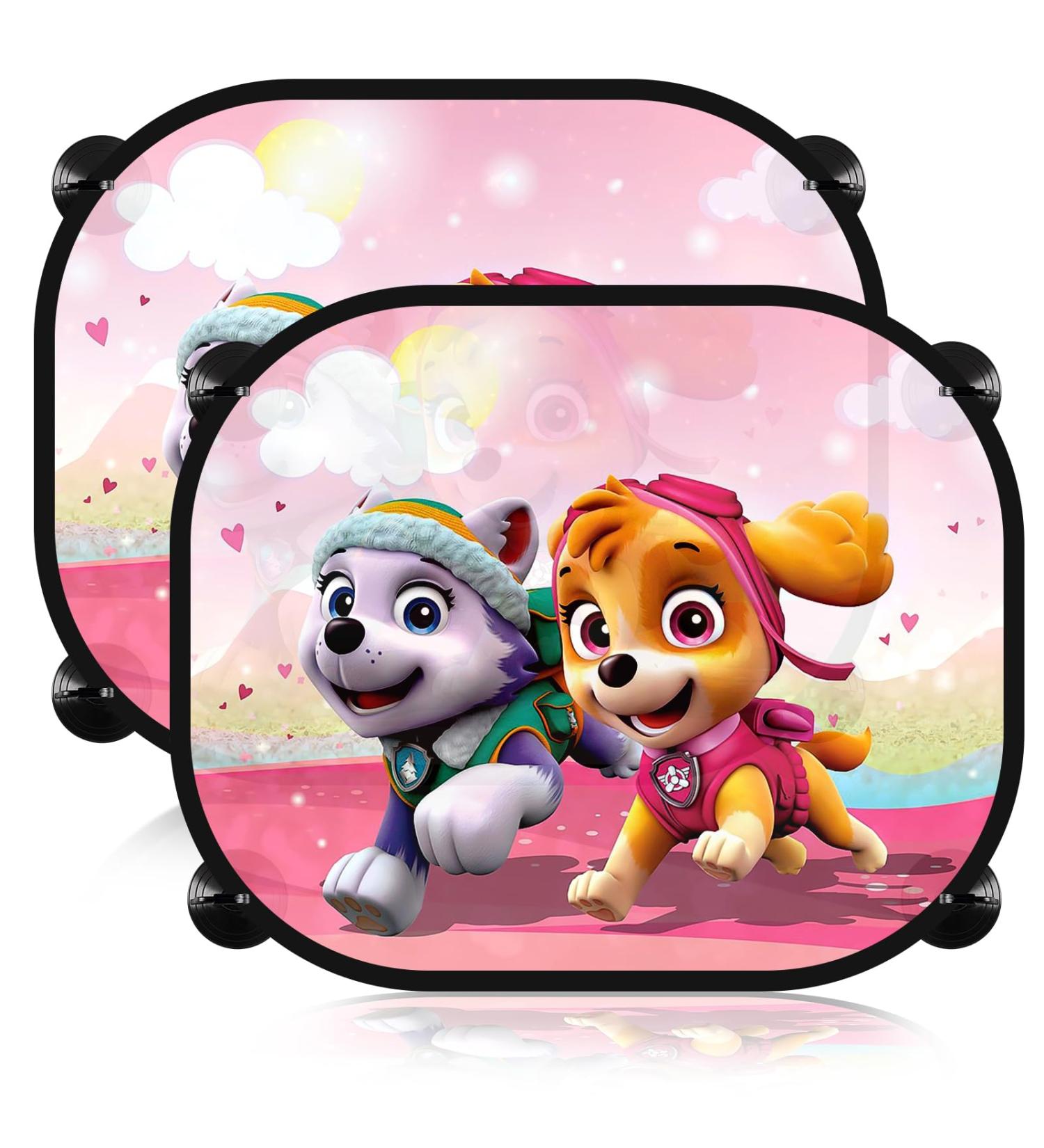 Dog Patrol Sun Protection Car Curtains for Kids - 2 Piece Set (43x36 cm) - Suction Cup Window Shades - Pink & Fun Design - Buy Online on GoSupps.com