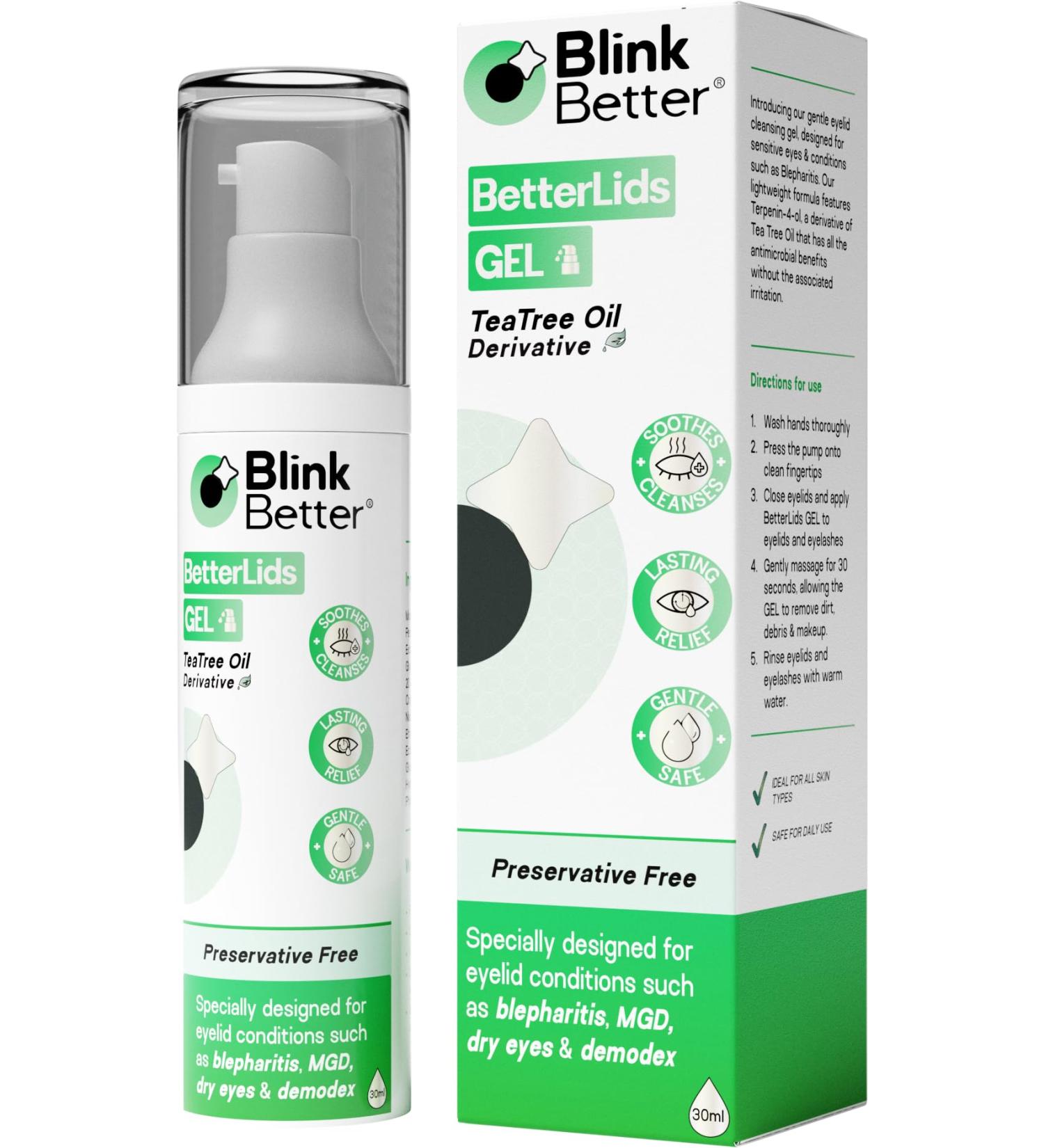 BetterLids Eyelid Cleansing Gel Gentle Centella & Tea Tree Extract Cleanser Refreshes & Cleanses for Daily Eyelid Care Preservative-Free 1.06 oz - Buy Online on GoSupps.com