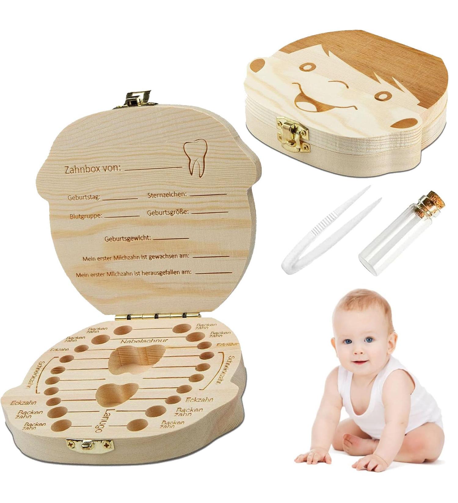 FSCNRK Wooden Milk Teeth Box - Perfect Girl's Tooth Souvenir Gift for Babies - Buy Online on GoSupps.com