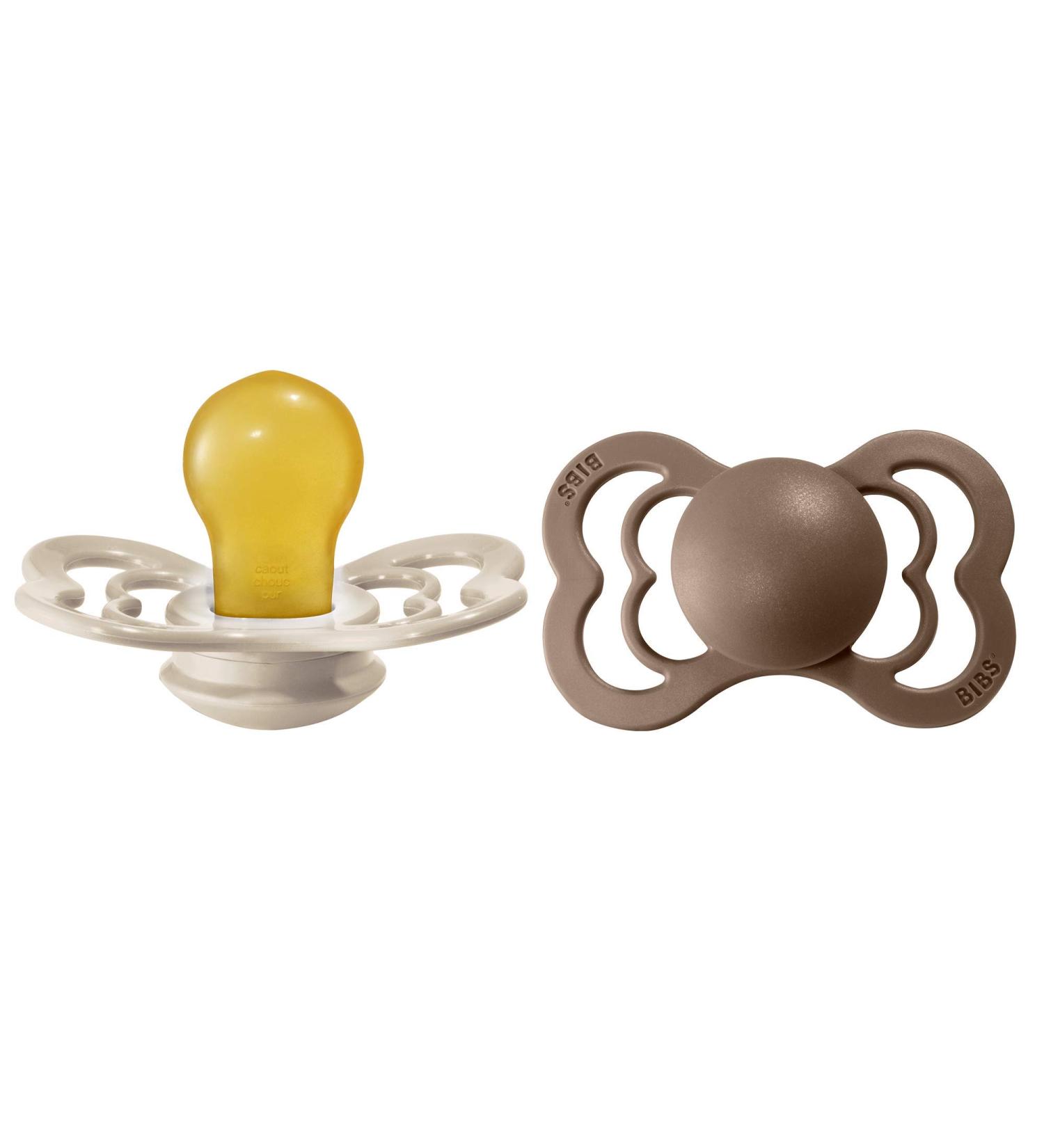 BIBS Supreme Collection Pacifiers - BPA-Free | Made in Denmark | Set of 2 Vanilla/Dark Oak | Size 6-18 Months - Buy Online on GoSupps.com