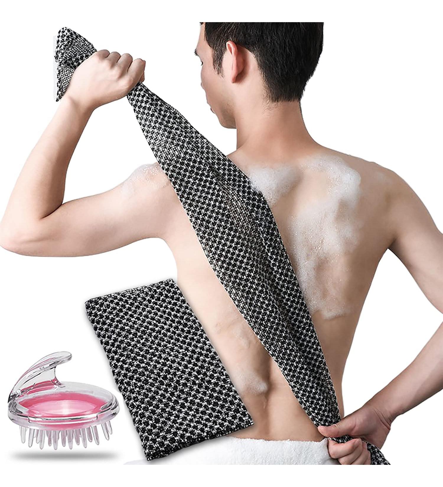 Exfoliating Bath Washcloth Set for Body Cleaning with Scalp Brush - Long Shower Back Scrub Towel - Buy Online on GoSupps.com