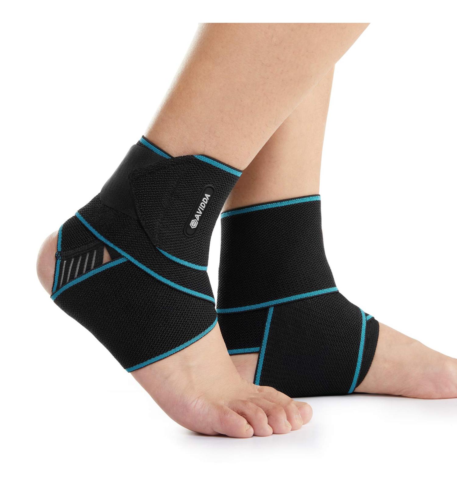 AVIDDA Ankle Support 2 Pack Adjustable Ankle Brace for Sports Elastic Compression Ankle Strap for Sprained Ankle Achilles Tendon Running Teal - Buy Online on GoSupps.com