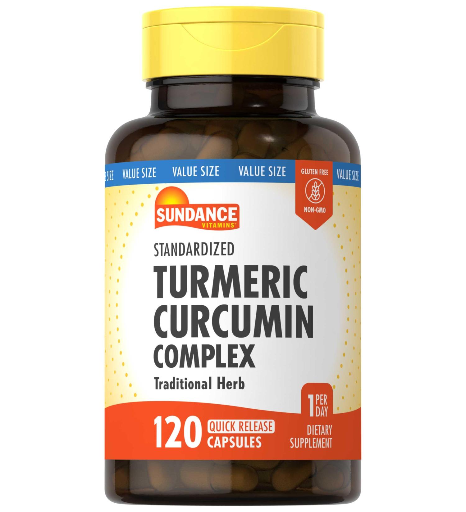 Sundance Turmeric Curcumin Complex | 120 Capsules | with Black Pepper Extract | Traditional Herb | Non-GMO and Gluten Free Supplement - Buy Online on GoSupps.com