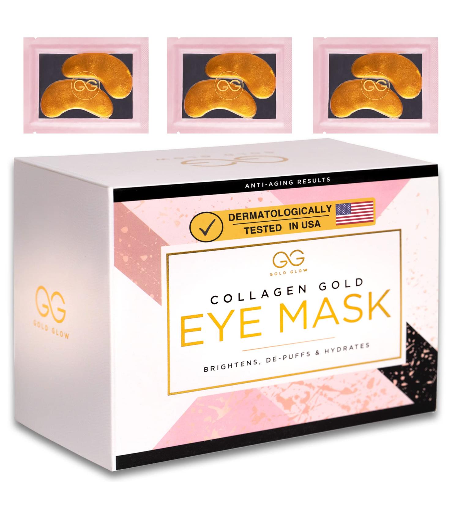 Gold Glow Under Eye Patches - 24K Gold Masks for Dark Circles & Puffiness with Collagen, Hyaluronic Acid, Vitamin C - 30-Pairs - Buy Online on GoSupps.com