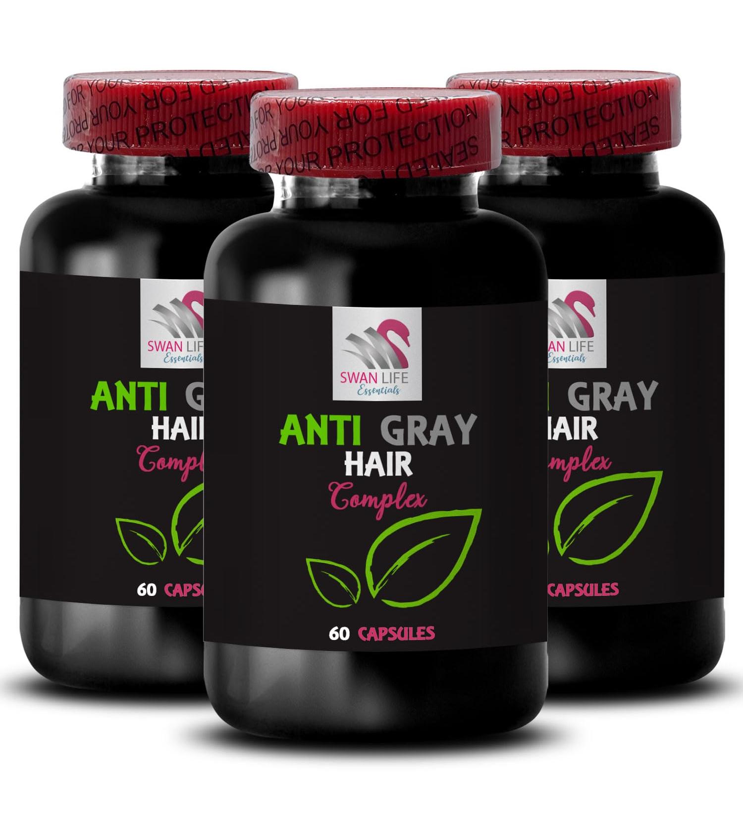 Anti gray hair vitamins - ANTI GRAY HAIR COMPLEX - Color refresh Gray hair solution Lustrous hair Natural tone Gray hair supplement Fresh tone Youthful glow Radiant hair 3 Bottles 180 Capsules - Buy Online on GoSupps.com
