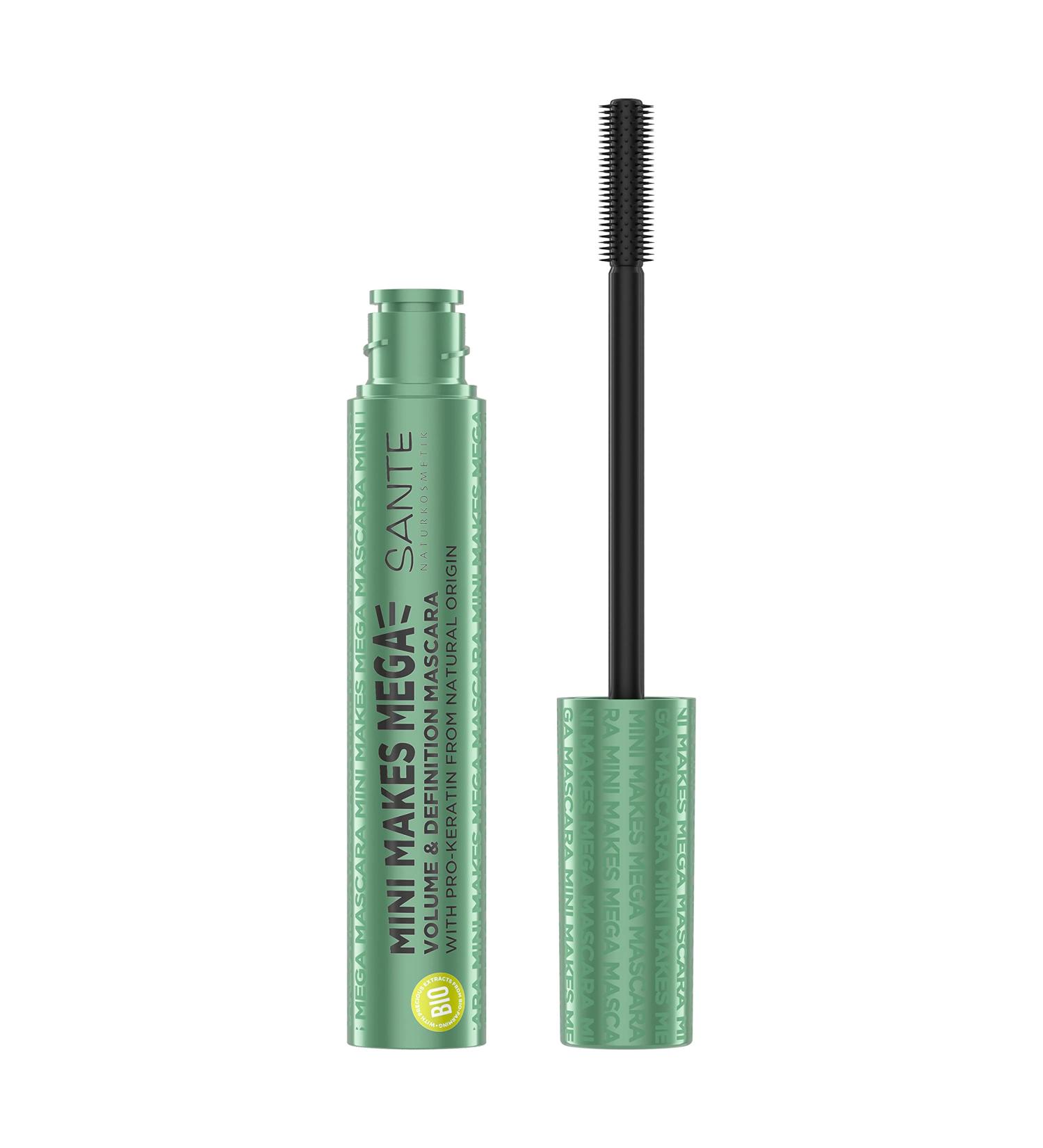 Sante Natural Cosmetics Mascara - Flexible Rubber Brush for Volume & Length Pro-Keratin Formula 8ml - Black - Mini Makes Mega - Buy Online on GoSupps.com