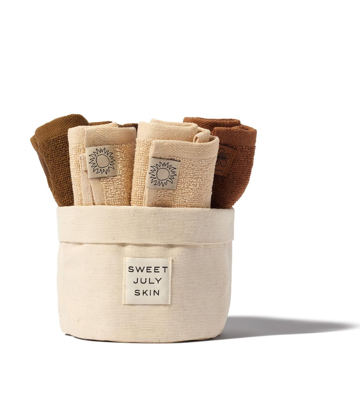 SWEET JULY Skin Face Towel Set - 100% Cotton Soft & Absorbent Day & Night Makeup Removal Pack of 6 | International Shipping - Buy Online on GoSupps.com