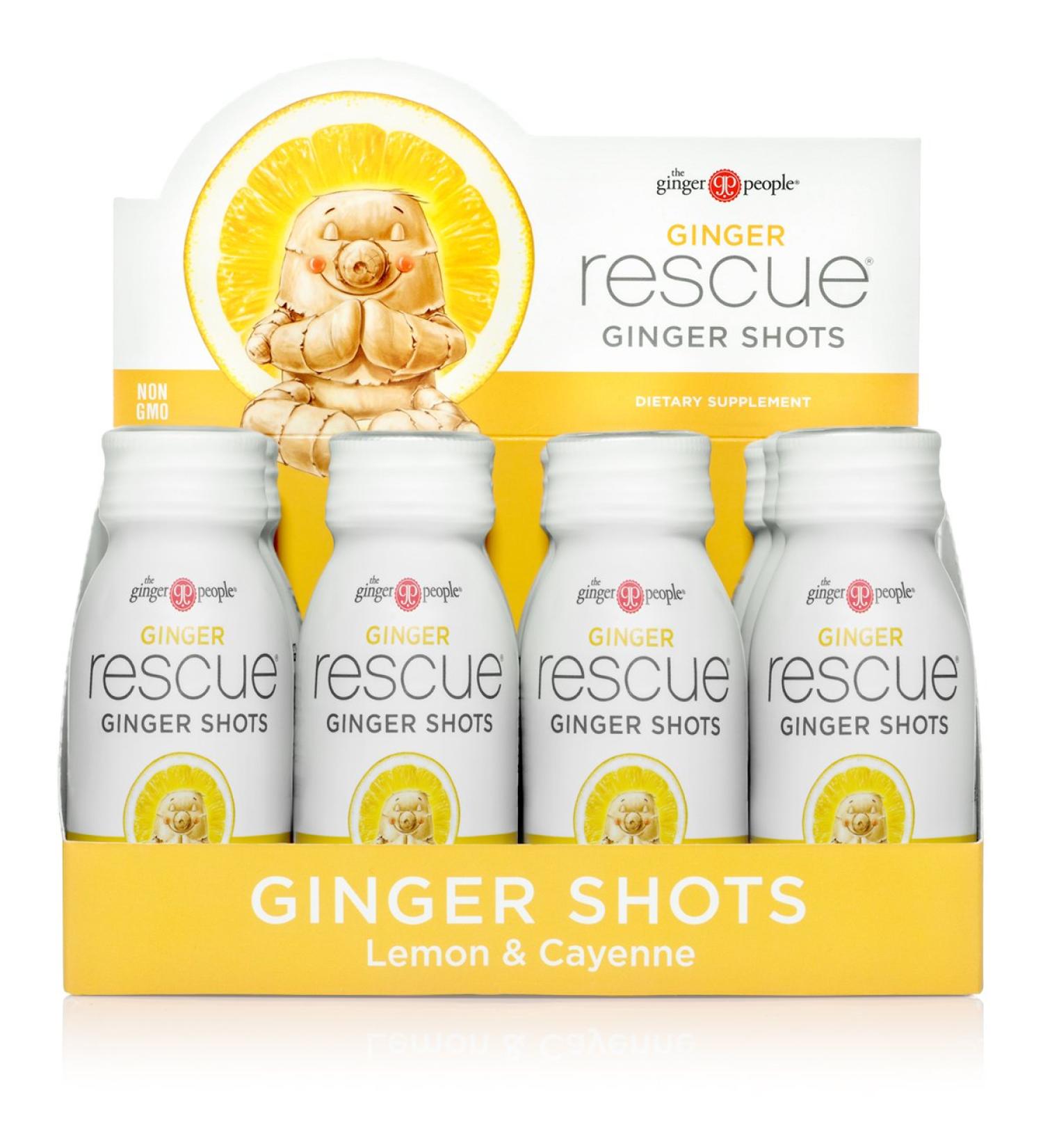 The Ginger People Ginger Rescue Lemon & Cayenne Ginger Shots  2 Ounce  Pack of 12 - Buy Online on GoSupps.com
