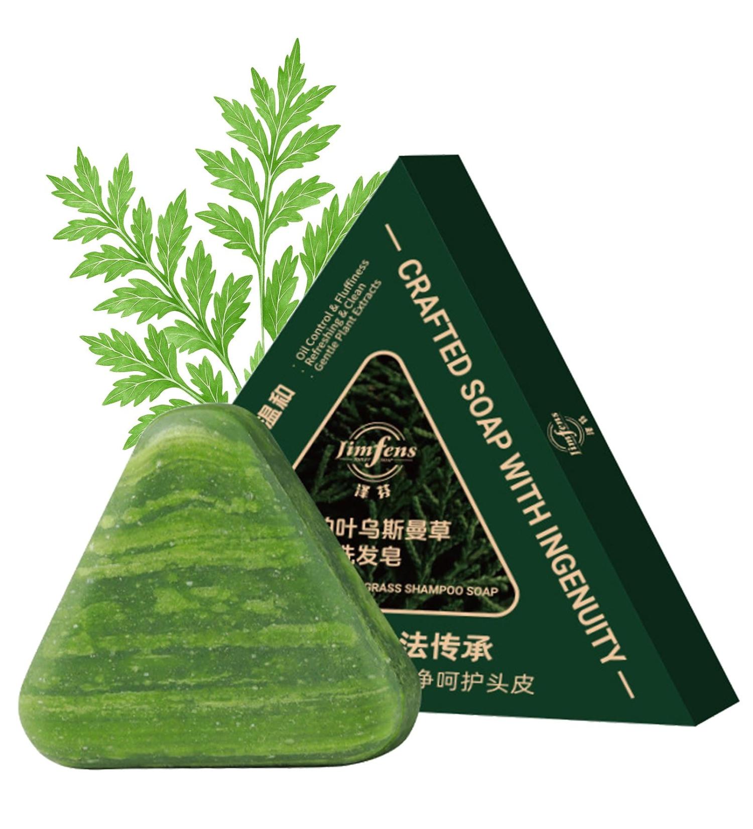 Nature Triangle Shampoo Bar Seven Green Shampoo Soap Cacumen Biotae Isatis Dndigotica Shampooing Soap Usman Grass Shampooing Bar Renforce Les Cheveux(1pcs) - Buy Online on GoSupps.com