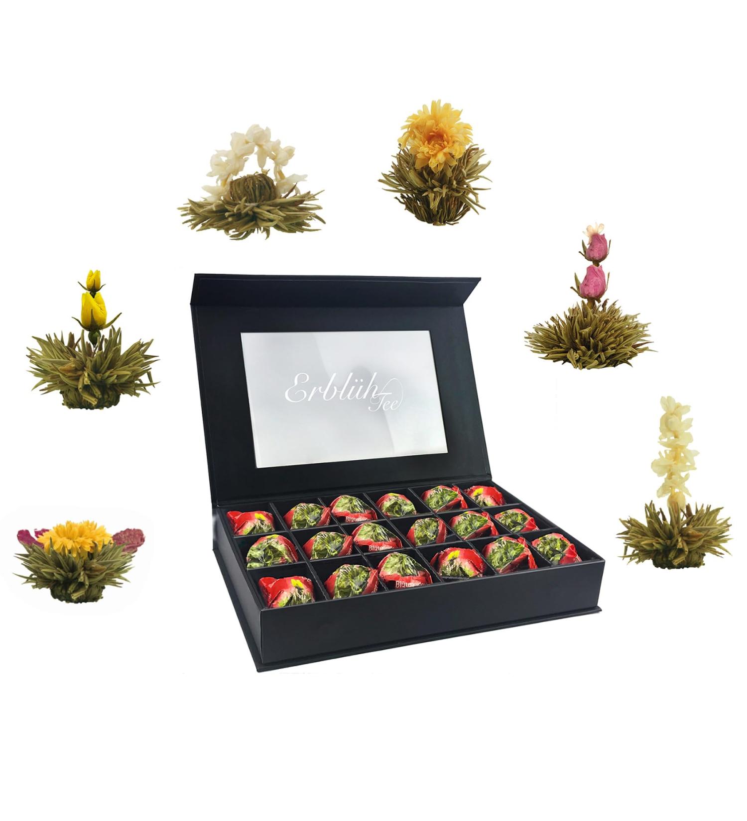 Creano 18-Piece Blossomed White Tea Gift Set - Premium Magnetic Box with Viewing Window & Silver Embossing - Ideal for Tea Lovers - Buy Online on GoSupps.com
