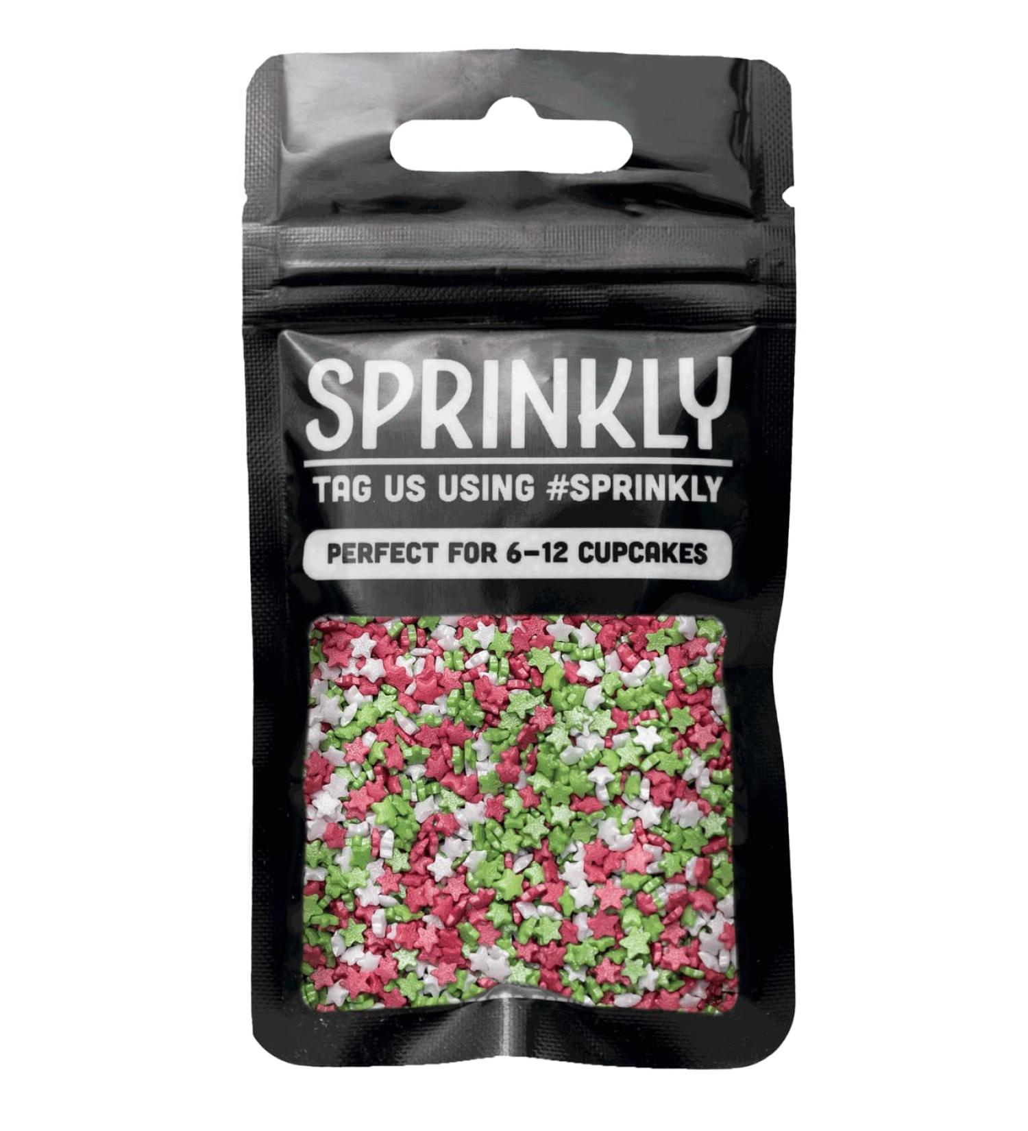 SPRINKLY - Glimmer Stars - Mini Red White & Green (Christmas) - 25g