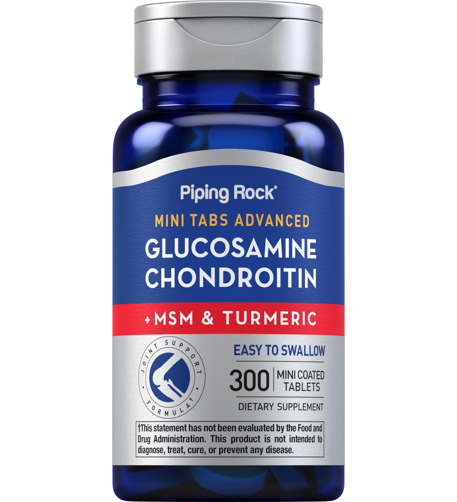 Piping Rock Glucosamine Chondroitin MSM and Turmeric | 300 Tablets | Supplement for Women and Men | Non-GMO Gluten Free - Buy Online on GoSupps.com
