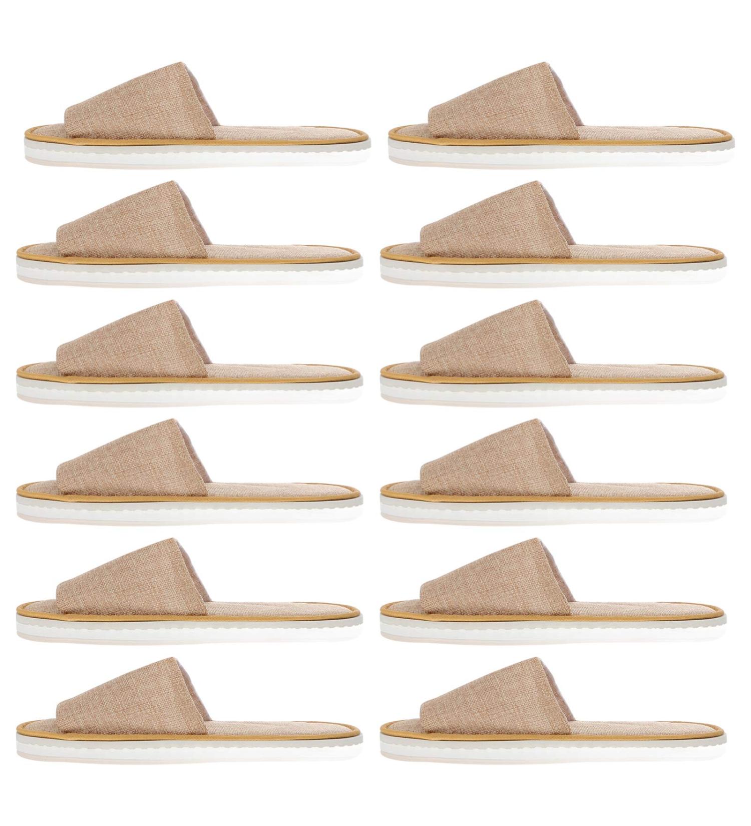 Exceart 6 Pairs Non-Slip Cotton & Linen Disposable Slippers - Travel House Shoes for Men | Hotel & Home Use - Buy Online on GoSupps.com