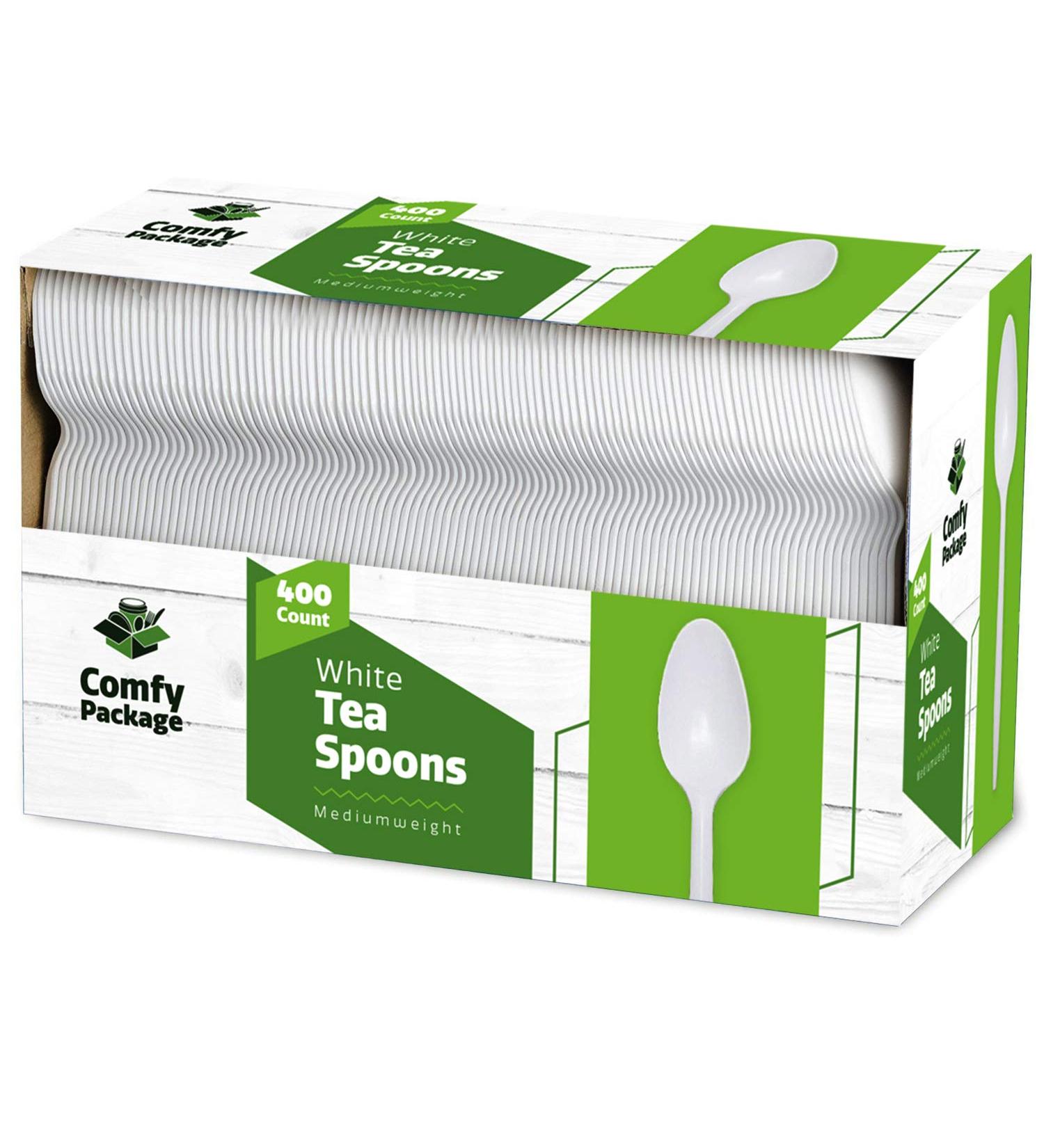 400 Pack Light-Weight White Disposable Plastic Teaspoons - Ideal for Parties and Events - Buy Online on GoSupps.com