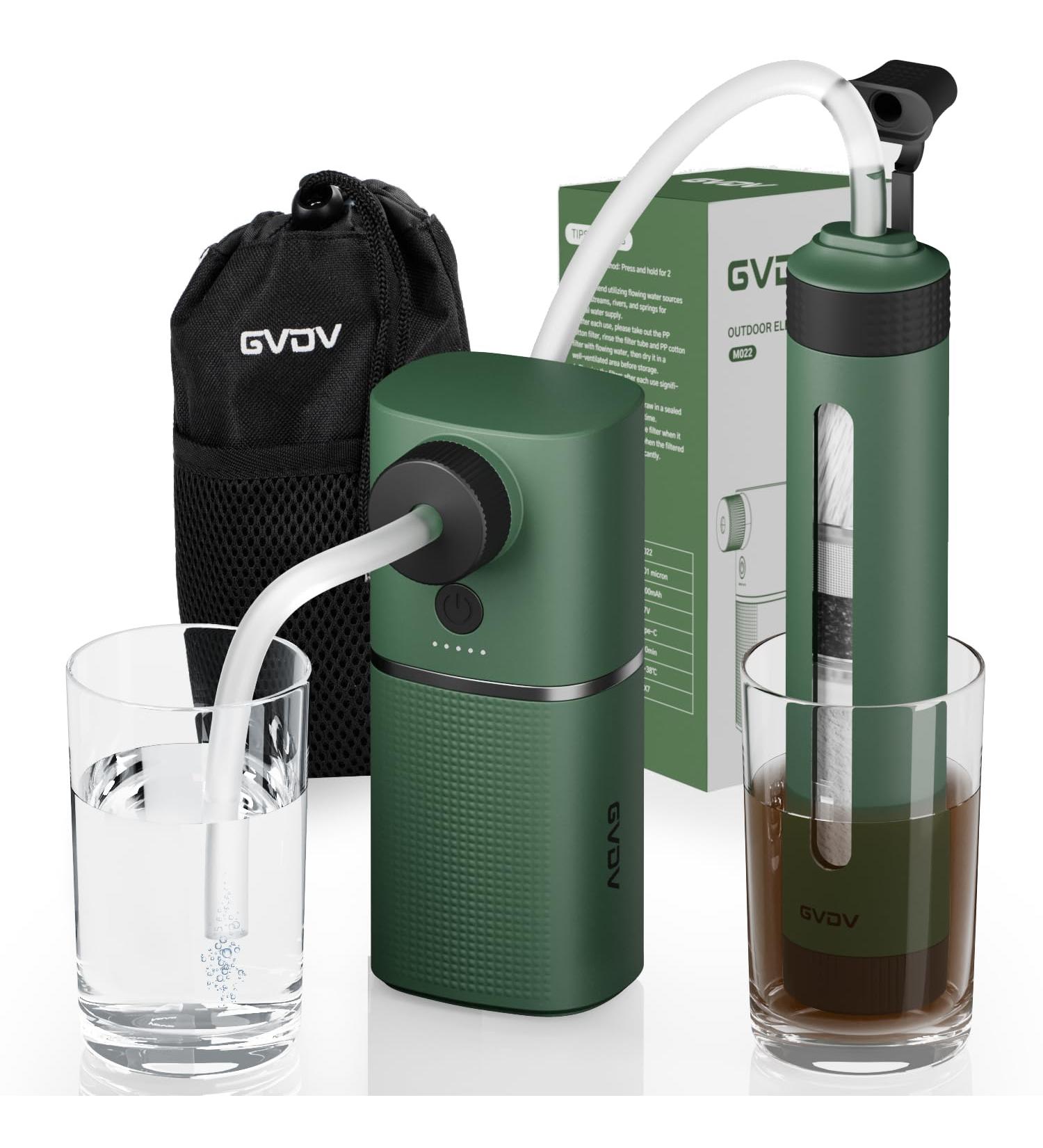 Buy GVDV Portable Outdoor Water Filter - 2000L Capacity 0.01 Micron 99.99% Contamination Removal for Camping & Hiking - Ideal Survival Water Filter for Emergencies - Buy Online on GoSupps.com