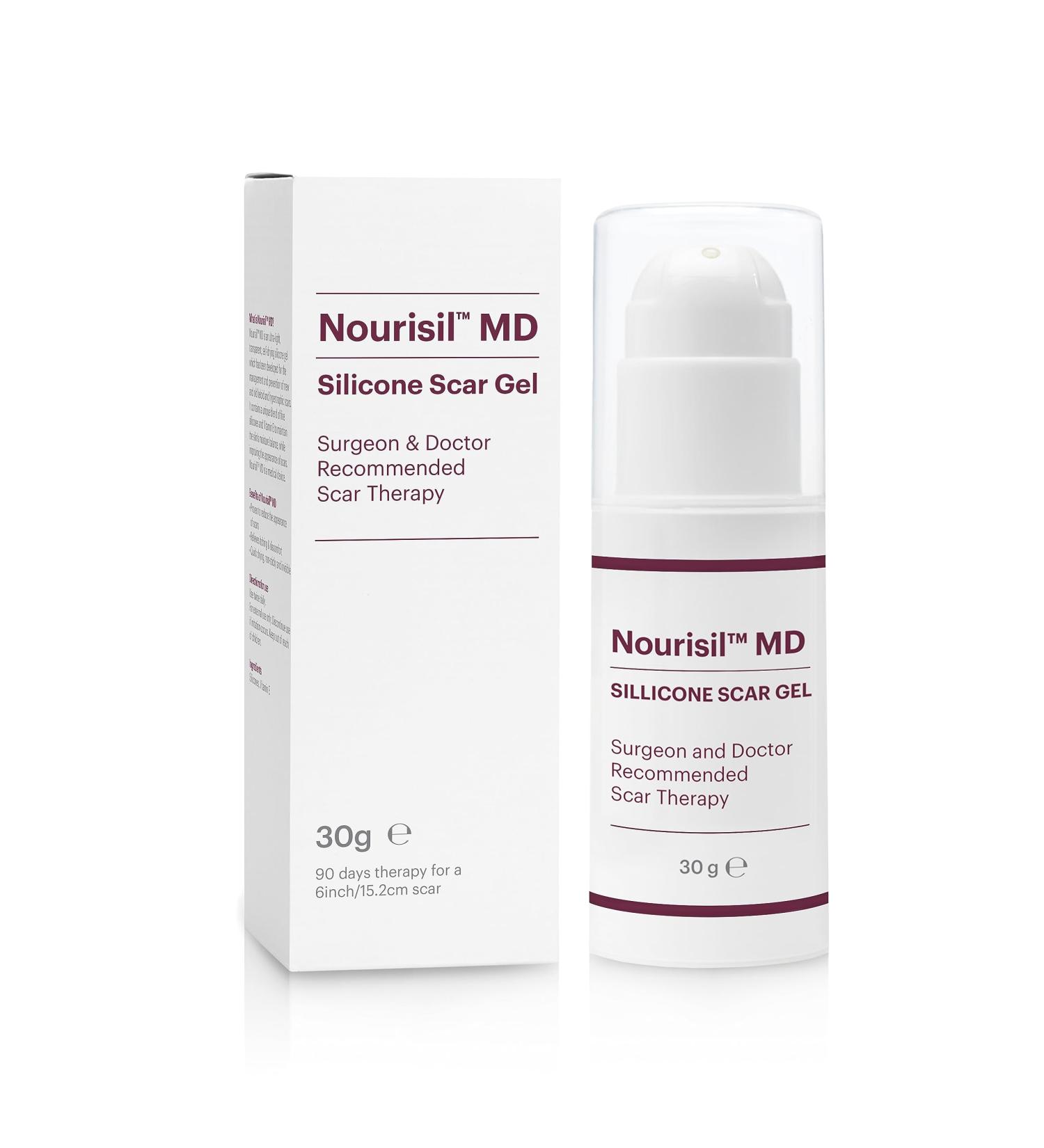 Nourisil MD - Silicone Gel for Scar Removal - Rapid Scar Reduction Therapy by Surgeons & Midwives - 30g Pack - Product Packaging May Vary - Buy Online on GoSupps.com
