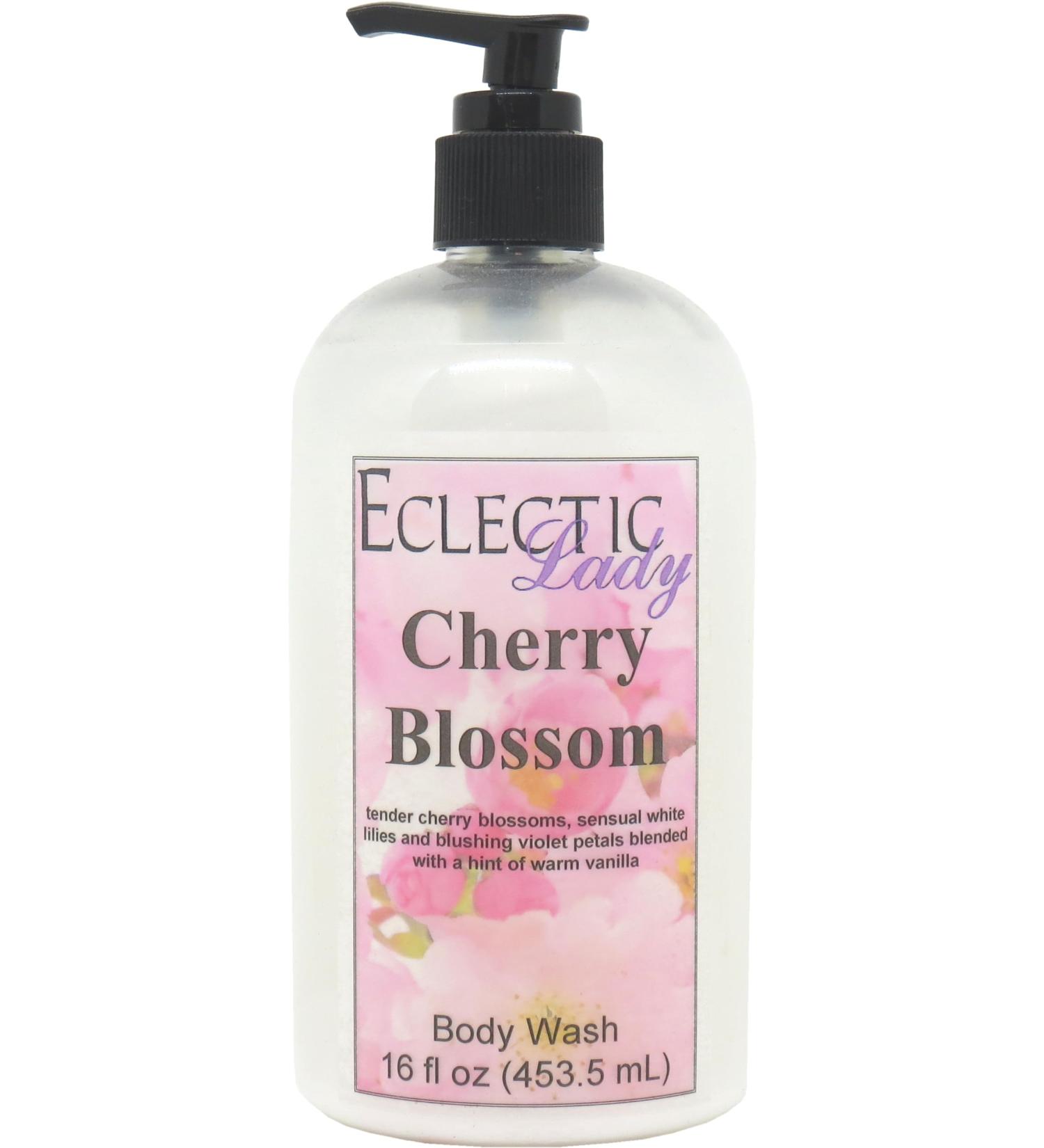 Eclectic Lady Liquid Pearl Body Wash - Cherry Blossom Scent 3-in-1 Use For Bubble Bath Hand Soap & Body Wash Phthalate-Free Cherry Blossom Fragrance Handcrafted in USA (16 oz) 16 Fl Oz (Pack of 1)