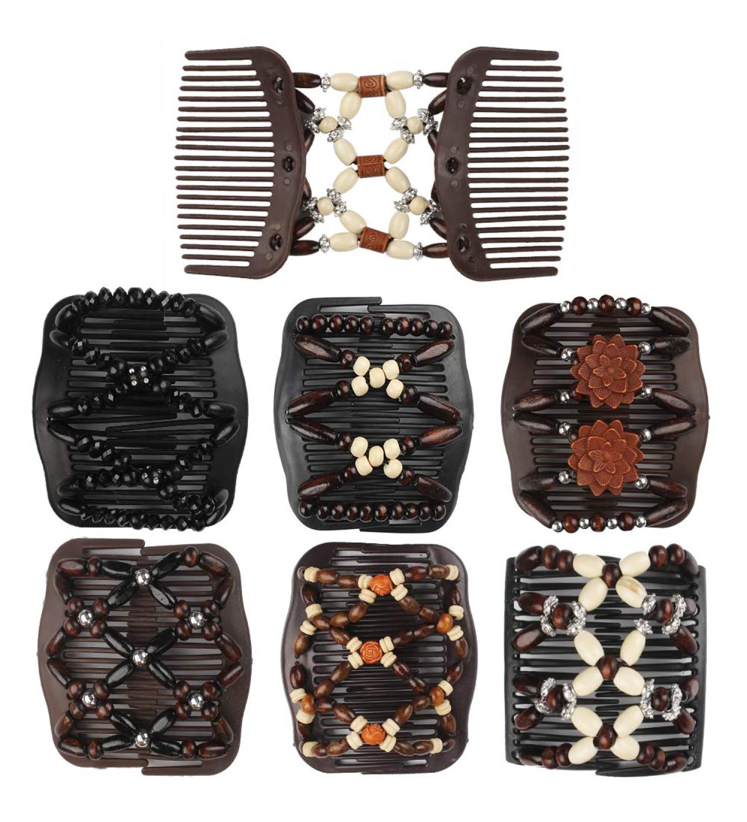 Dadabig 7 PCS Beaded Hair Combs Set - Stretchy Double Hair Combs Clips for Women and Girls - DIY Hair Styling Tool in 7 Lovely Styles - Buy Online on GoSupps.com